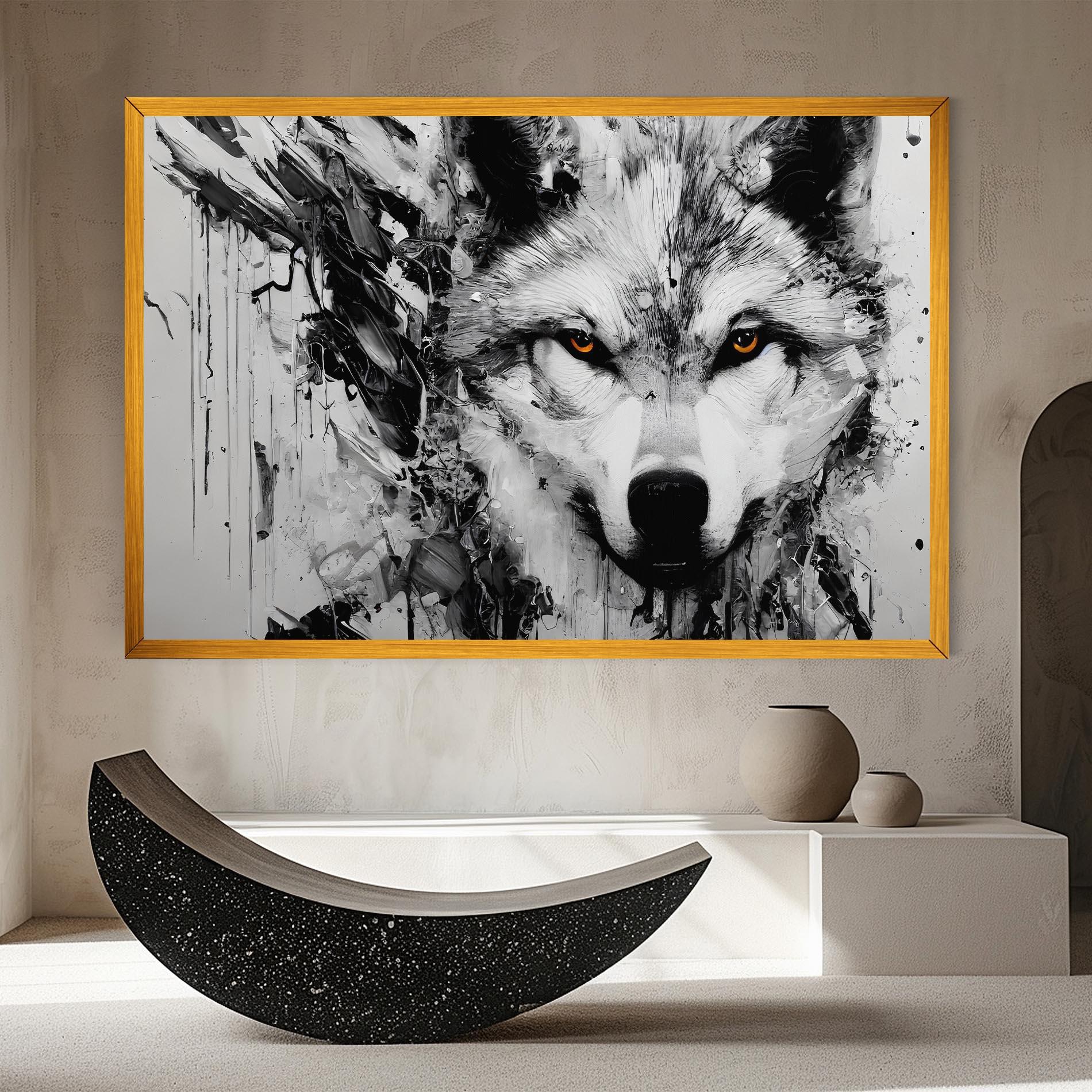 Картина на платно Grey Wolf Portrait mockup 8