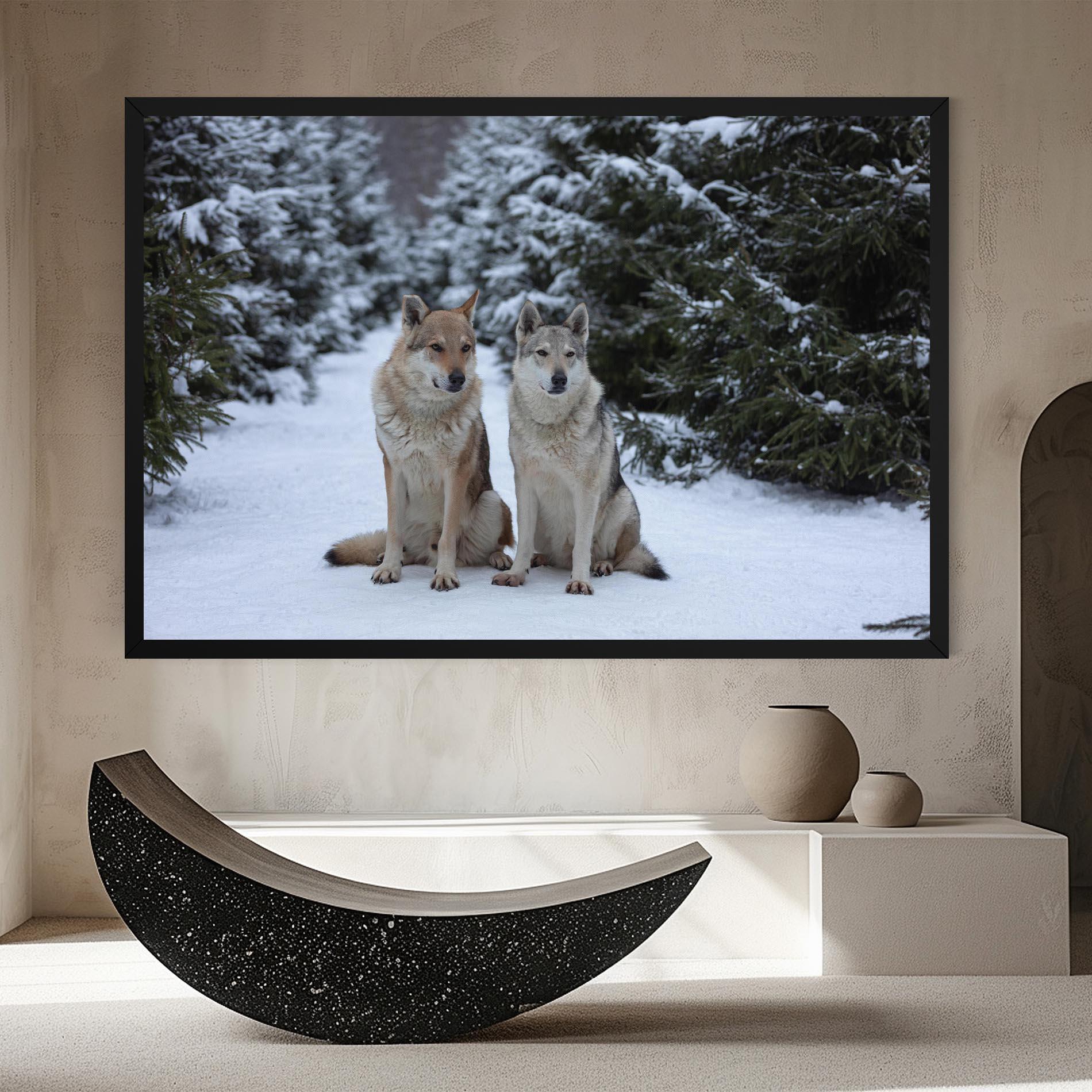 Картина на платно 2 Wolfs Sitting mockup 8