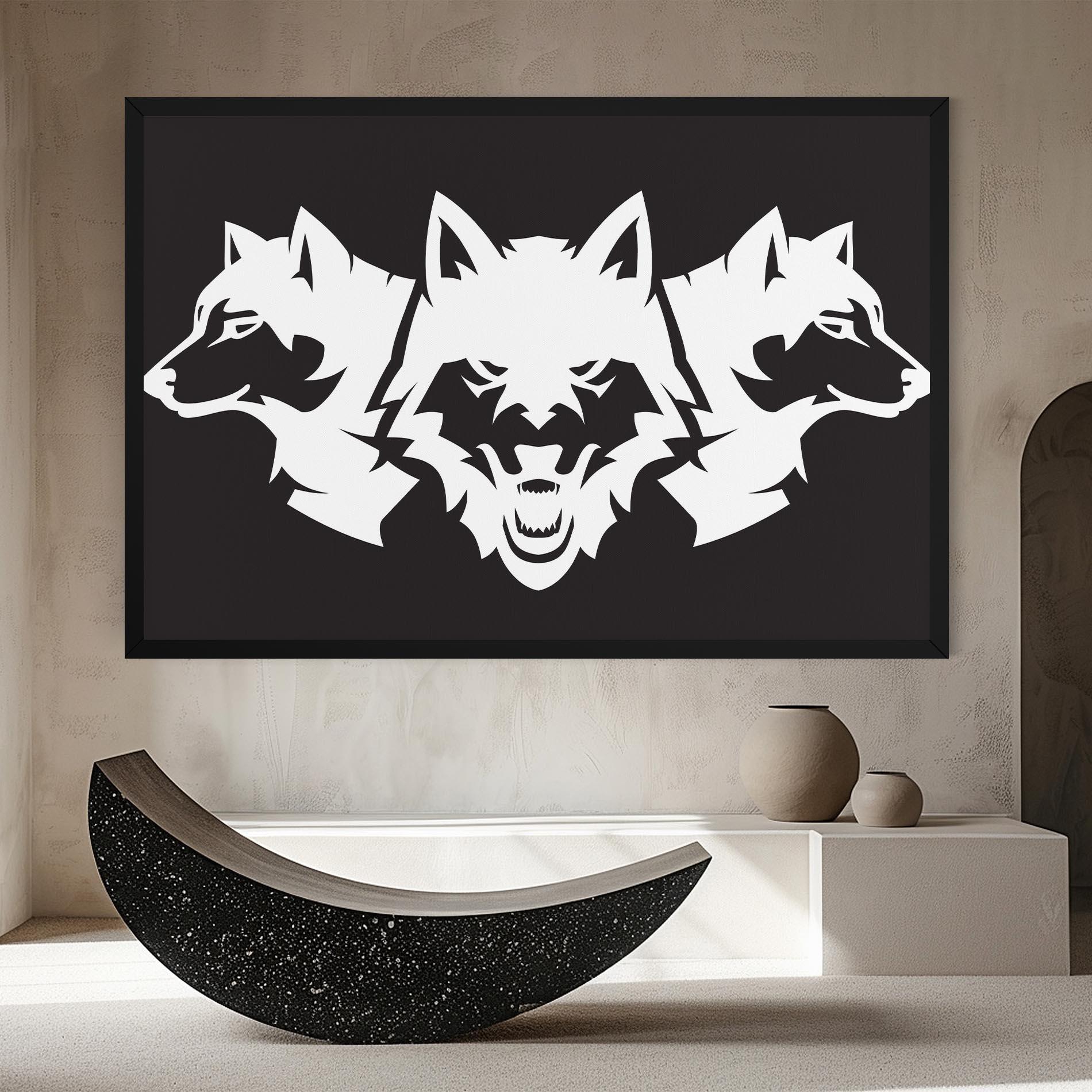 Картина на платно 3 Wolf Heads mockup 8