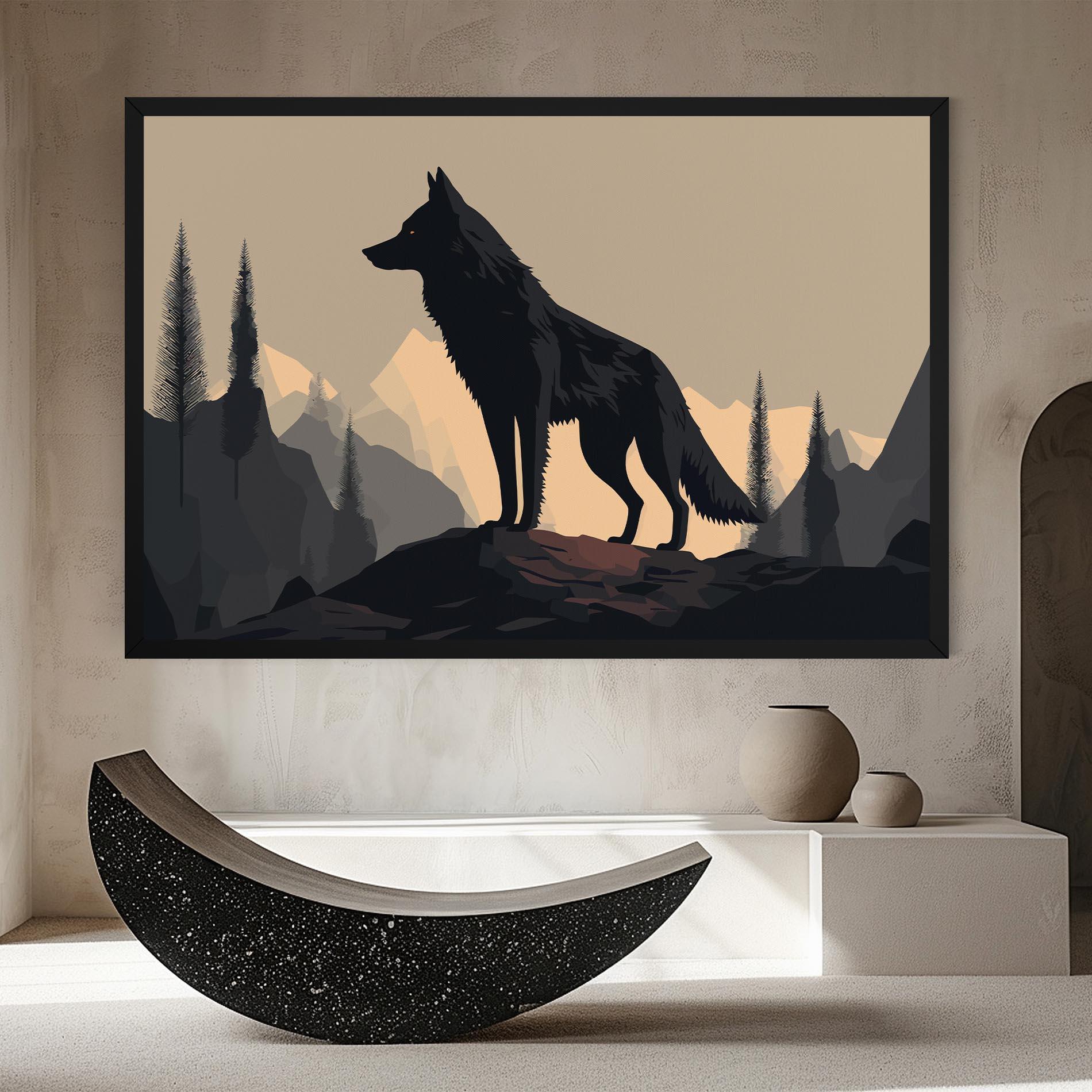 Картина на платно Black Wolf mockup 8