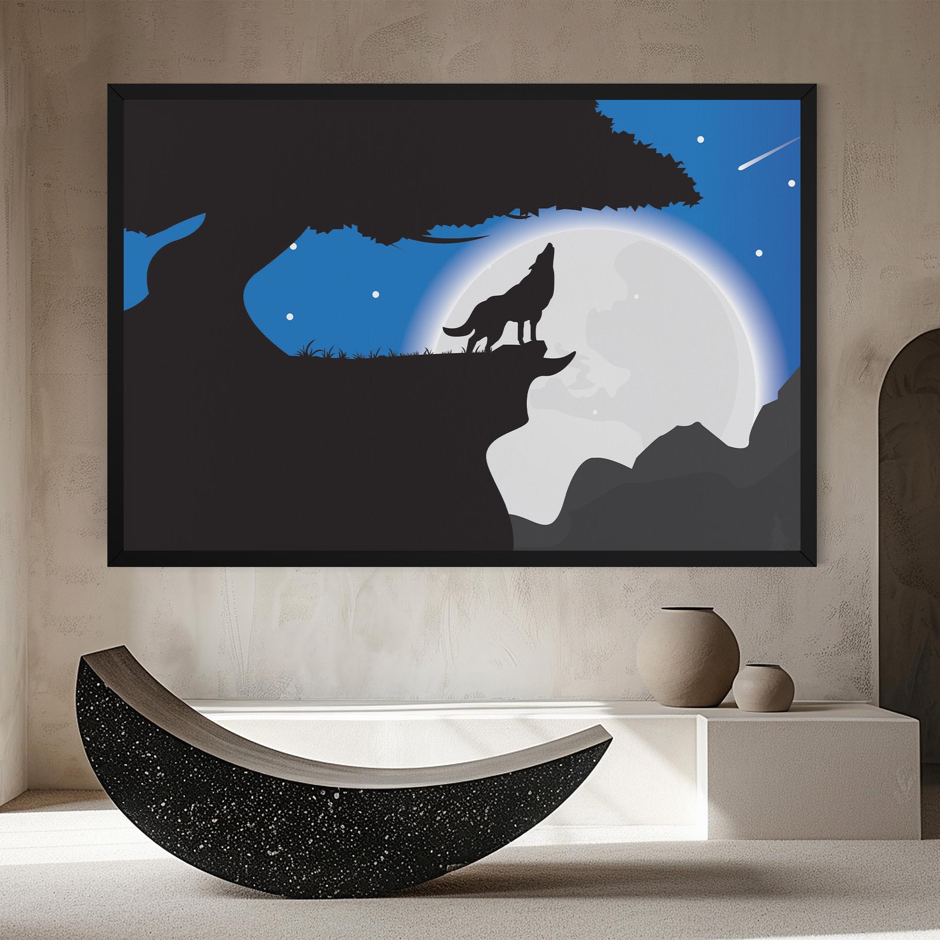 Картина на платно Blue Light Wolf mockup 8