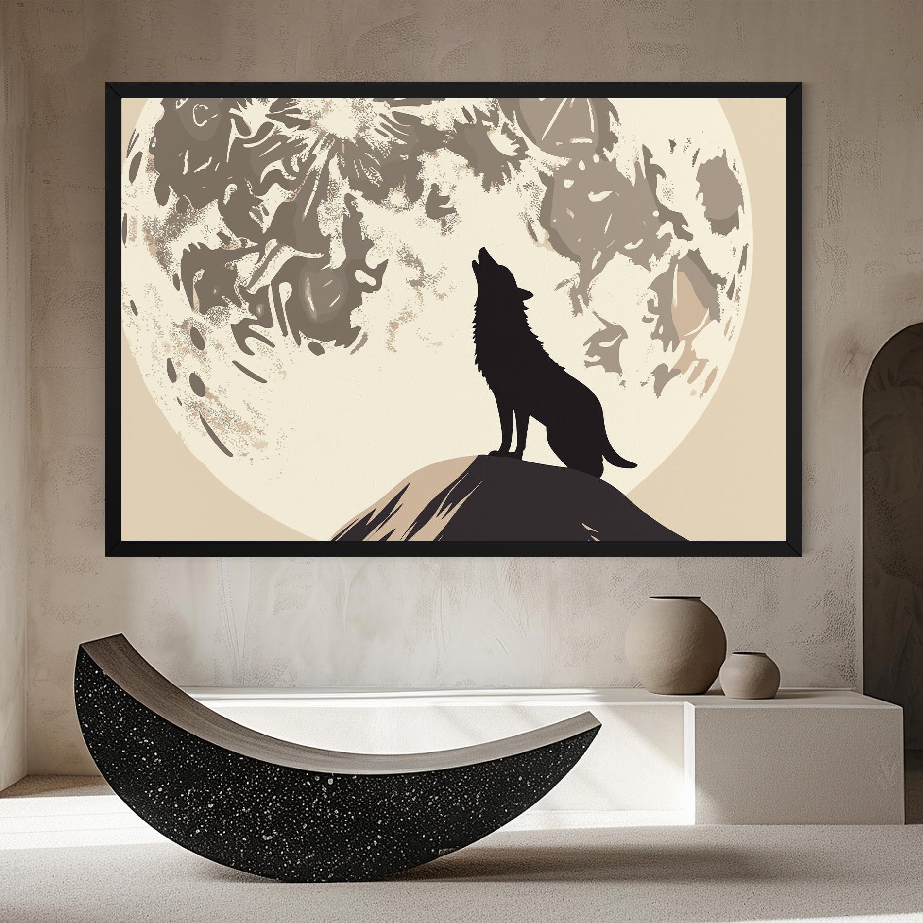 Картина на платно Cream Moon Wolf mockup 8