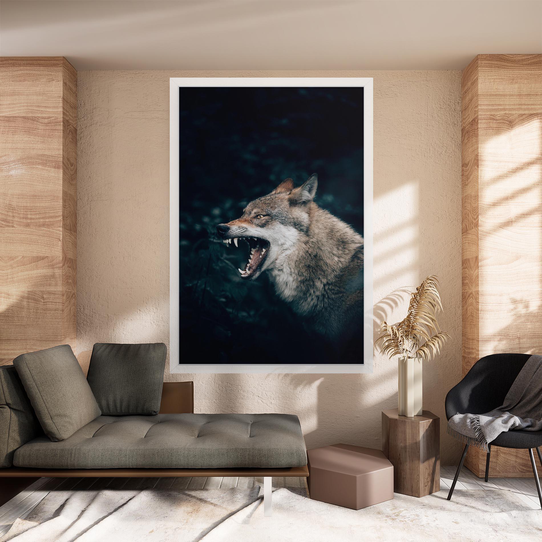 Картина на платно Angry Wolf In The Forest mockup 8