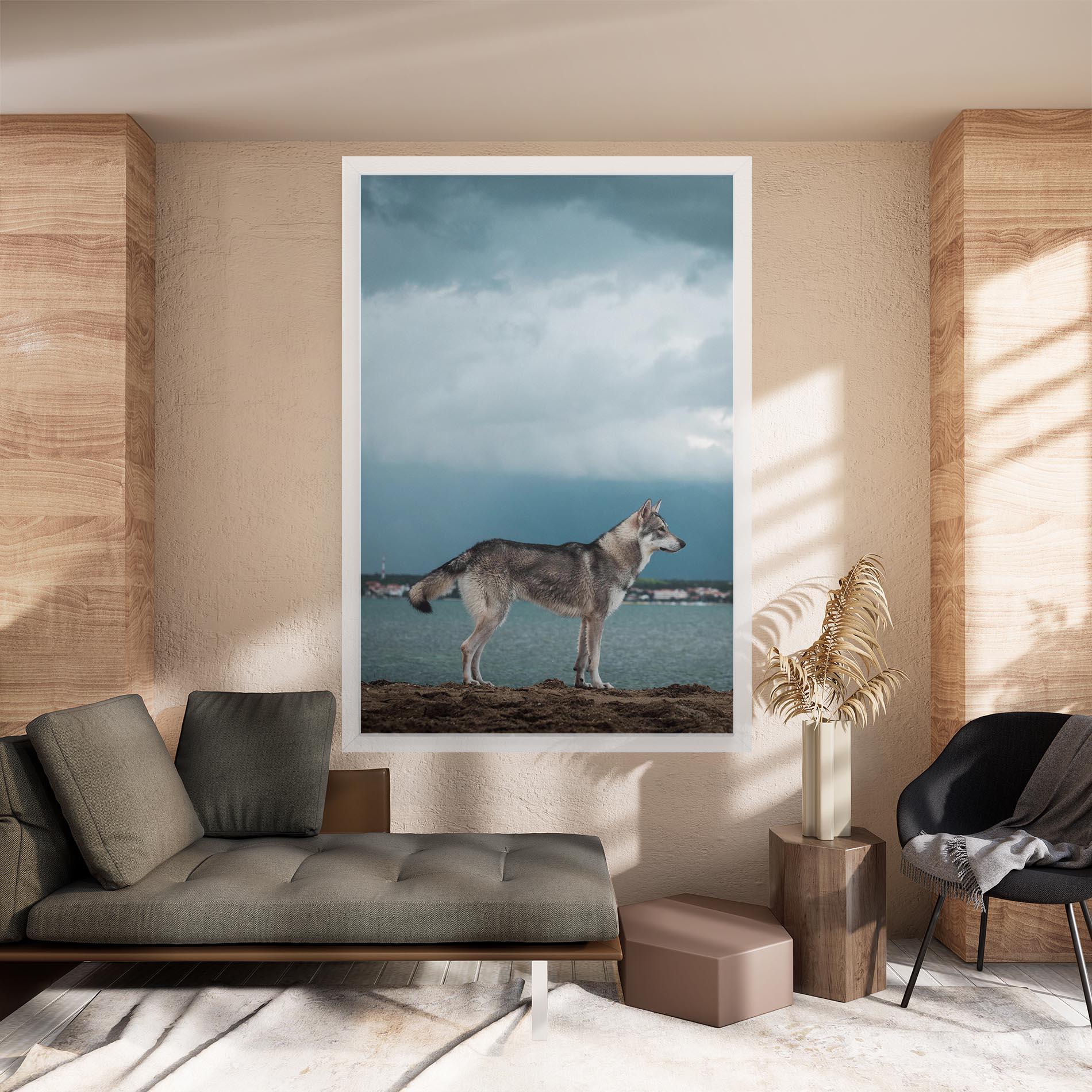 Картина на платно Grey Wolf Looking mockup 8