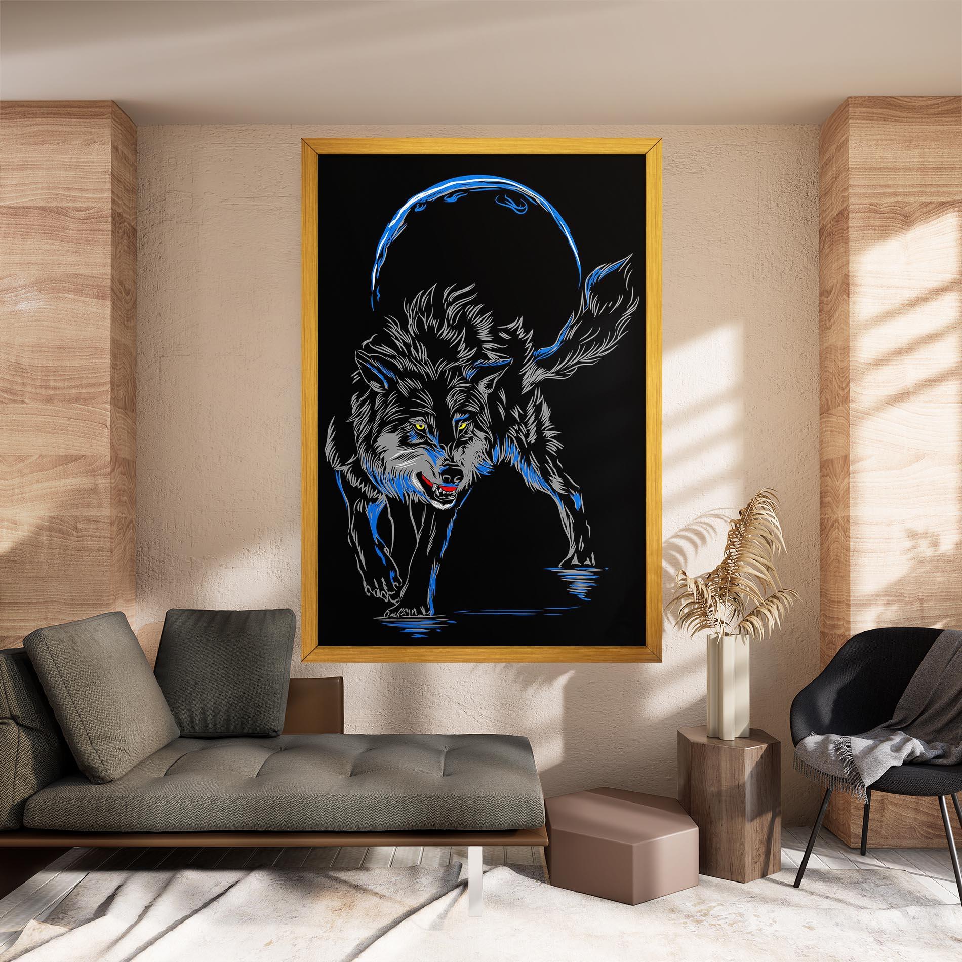 Картина на платно Grey Blue Wolf mockup 8