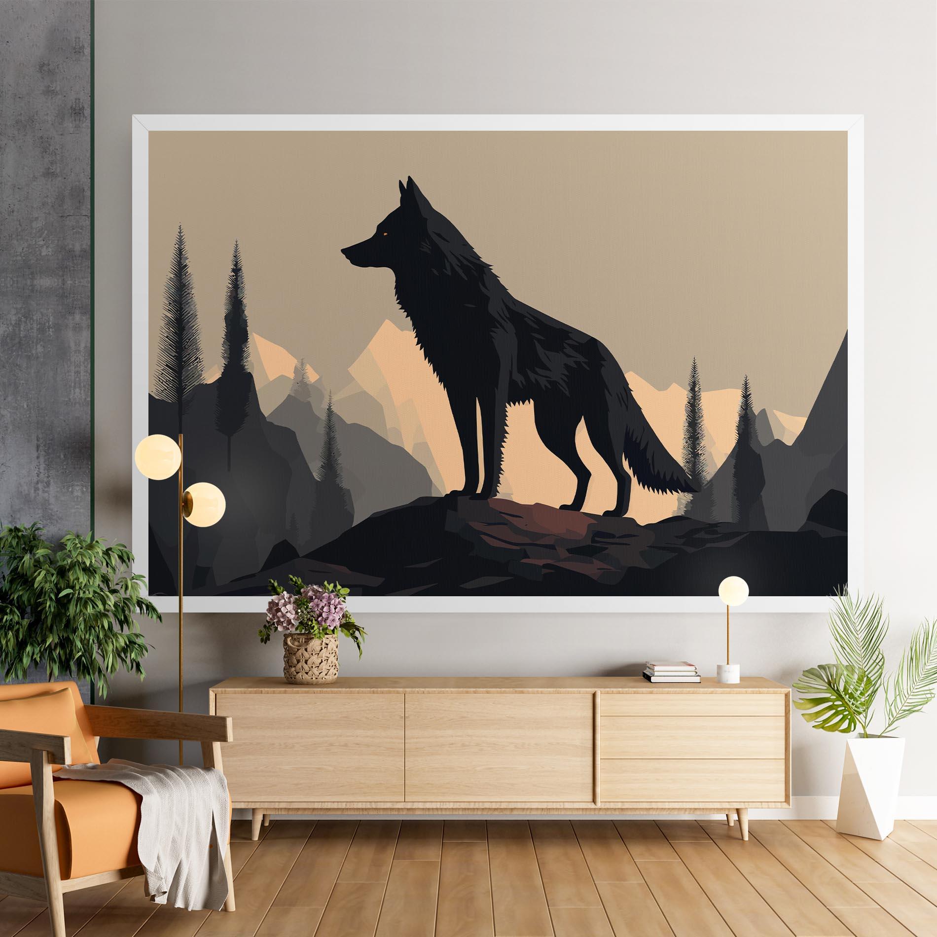 Картина на платно Black Wolf mockup 9