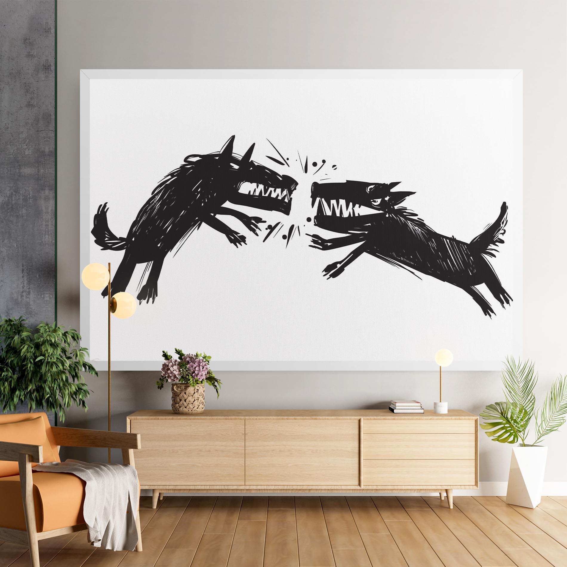 Картина на платно Black Wolves mockup 9