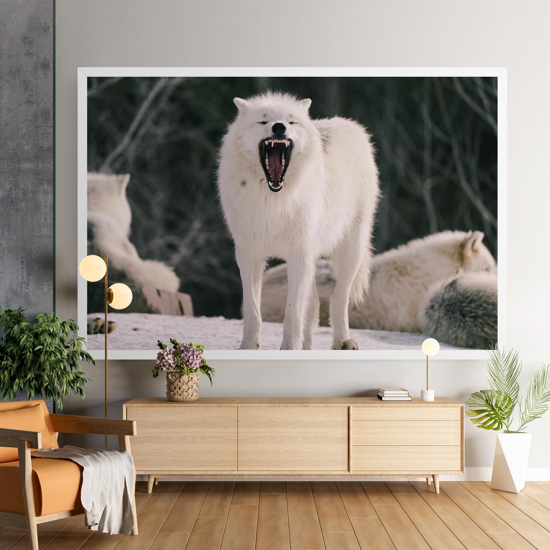 Картина на платно Laughing White Wolf mockup 9