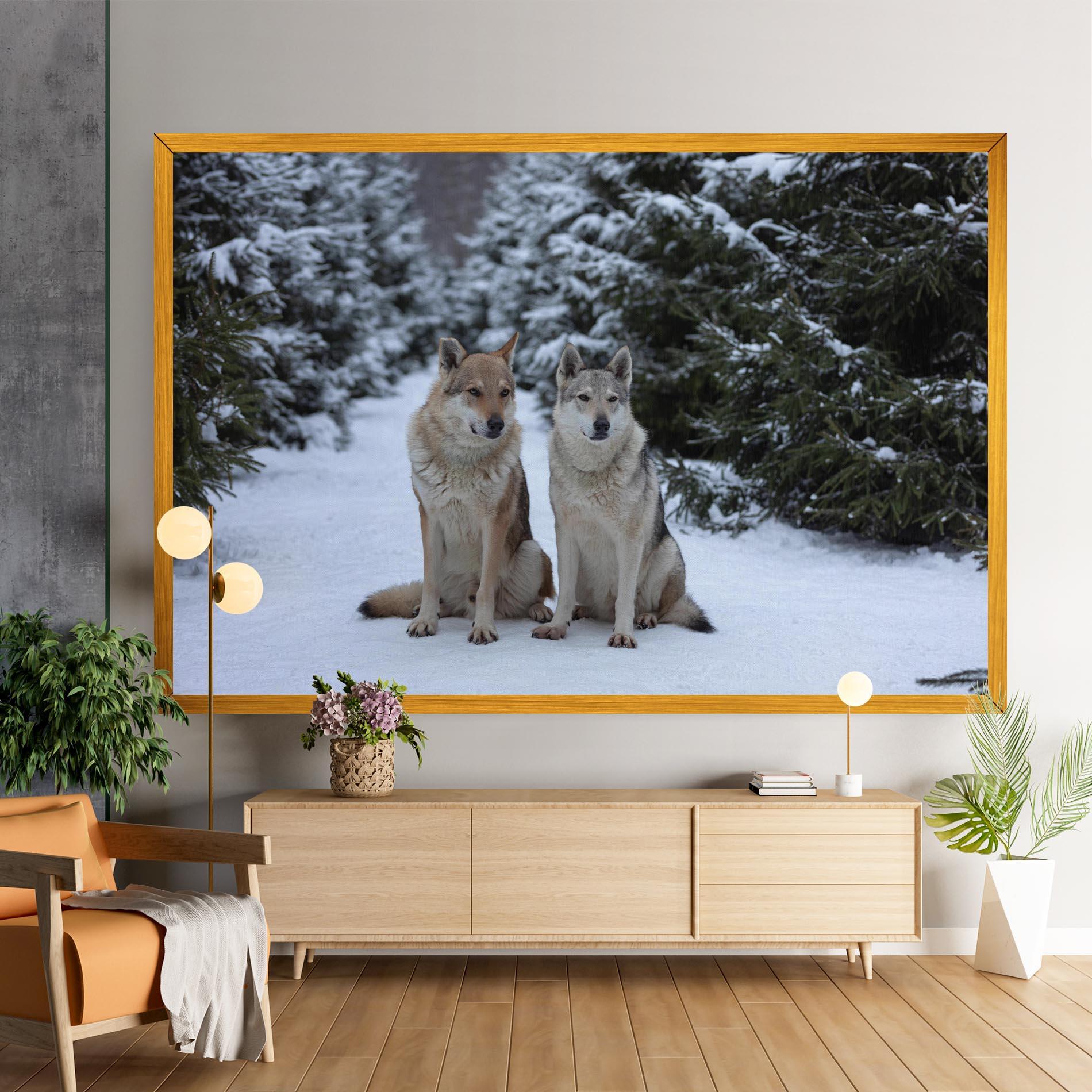 Картина на платно 2 Wolfs Sitting mockup 9