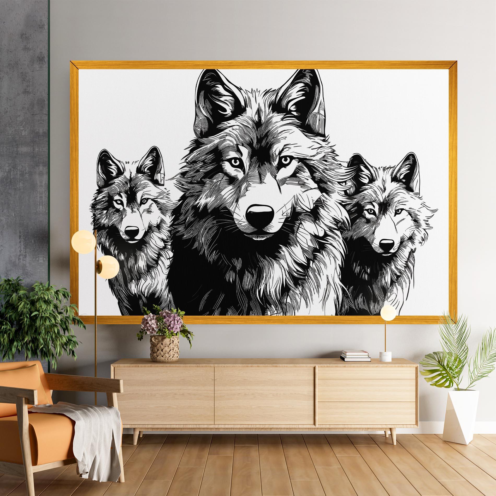Картина на платно 3 Wolves mockup 9