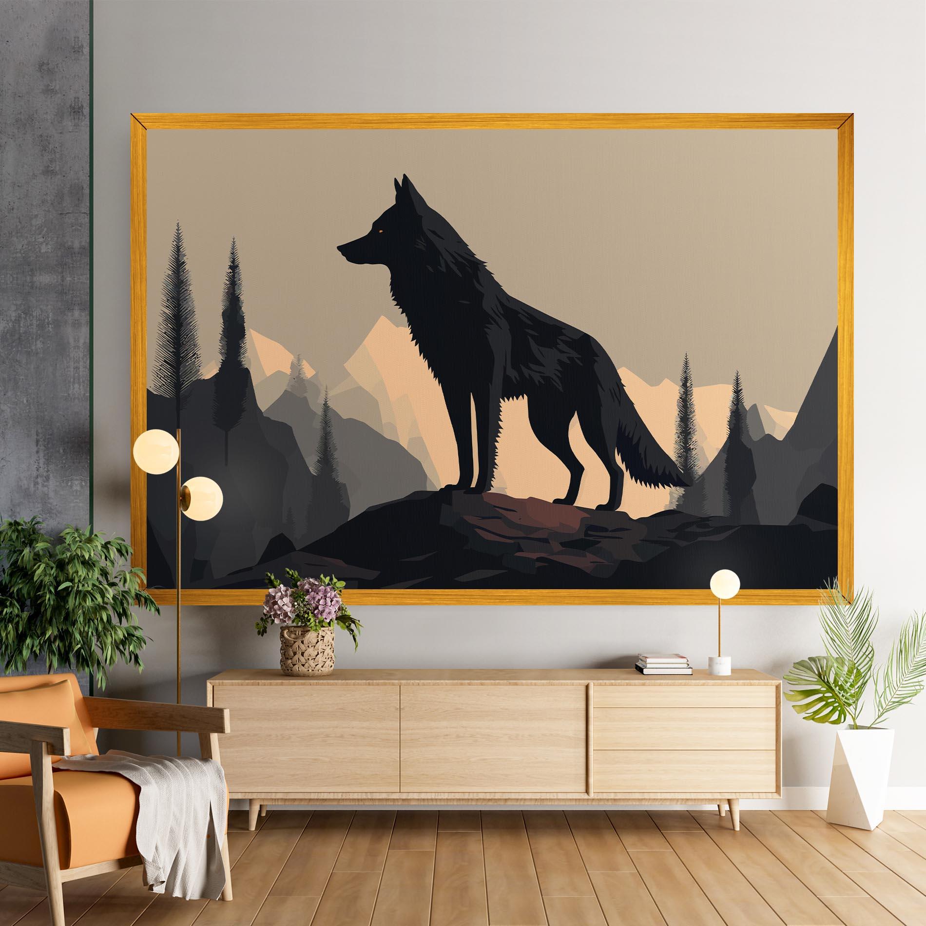 Картина на платно Black Wolf mockup 9
