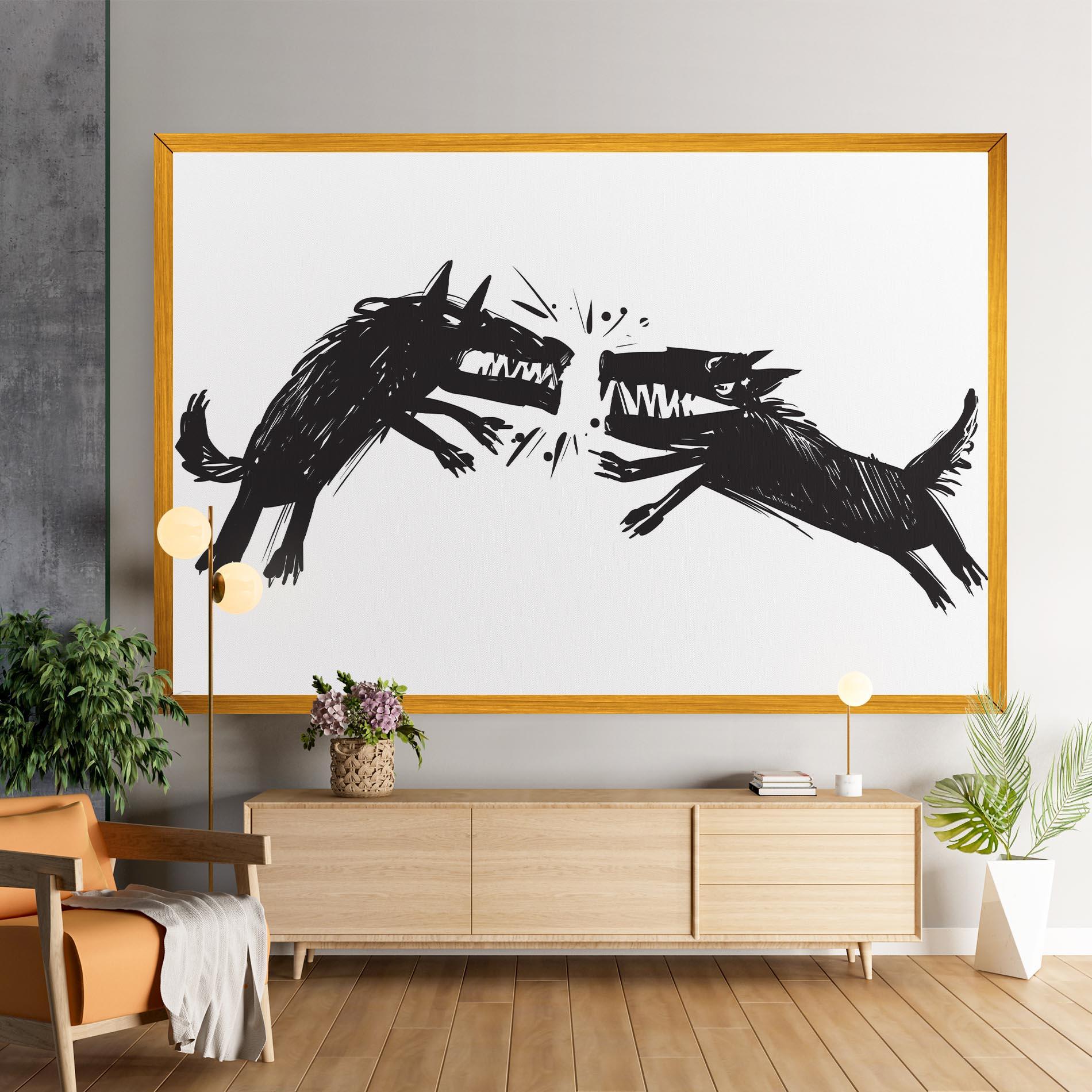 Картина на платно Black Wolves mockup 9