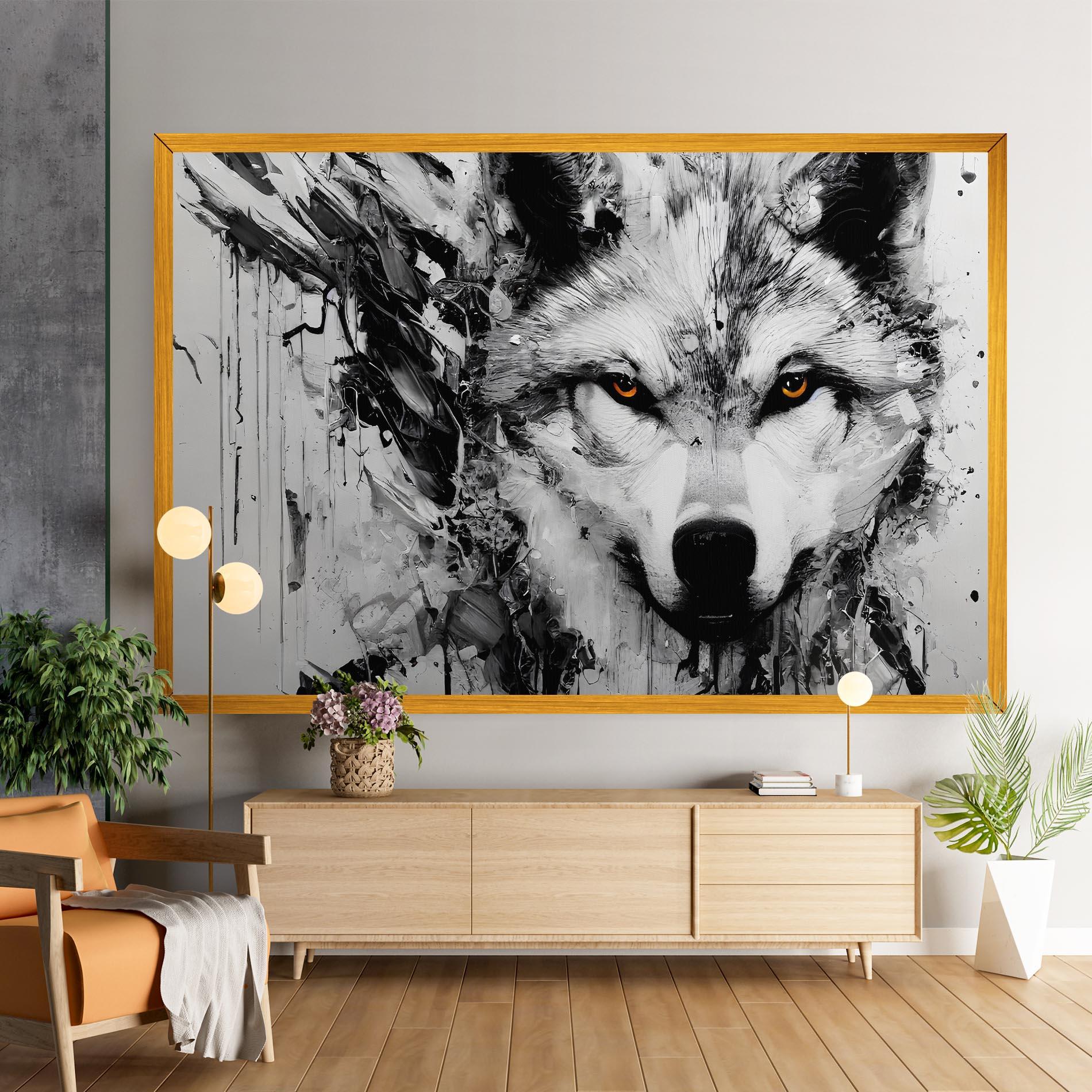 Картина на платно Grey Wolf Portrait mockup 9