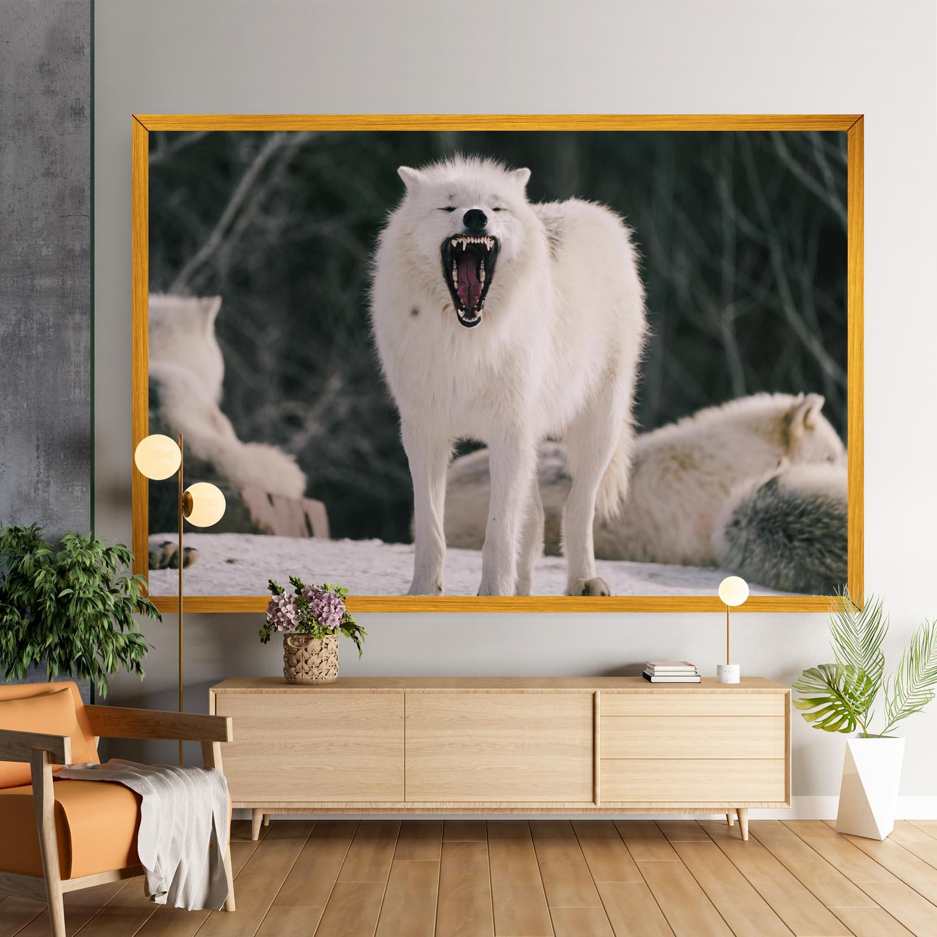 Картина на платно Laughing White Wolf mockup 9