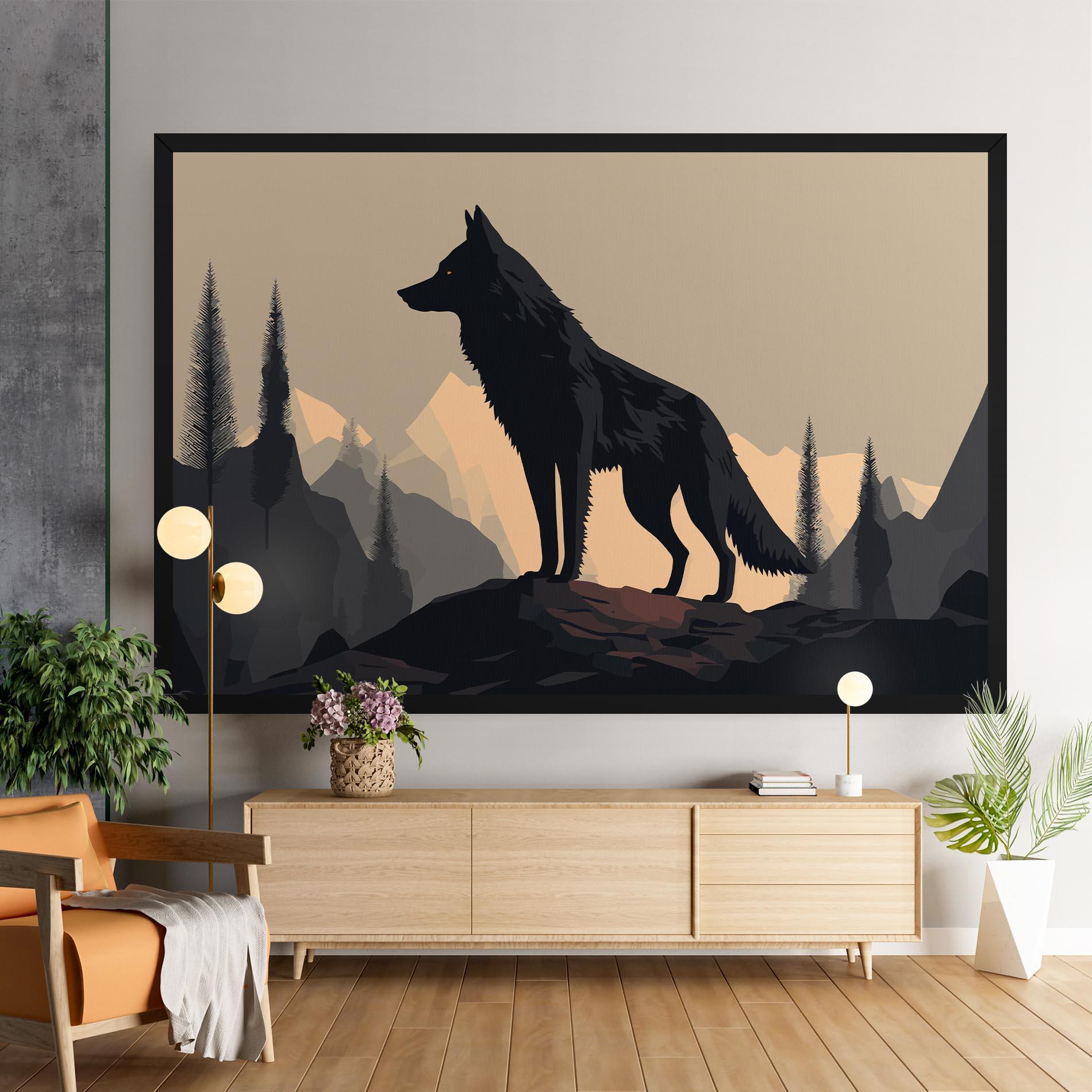 Картина на платно Black Wolf mockup 9