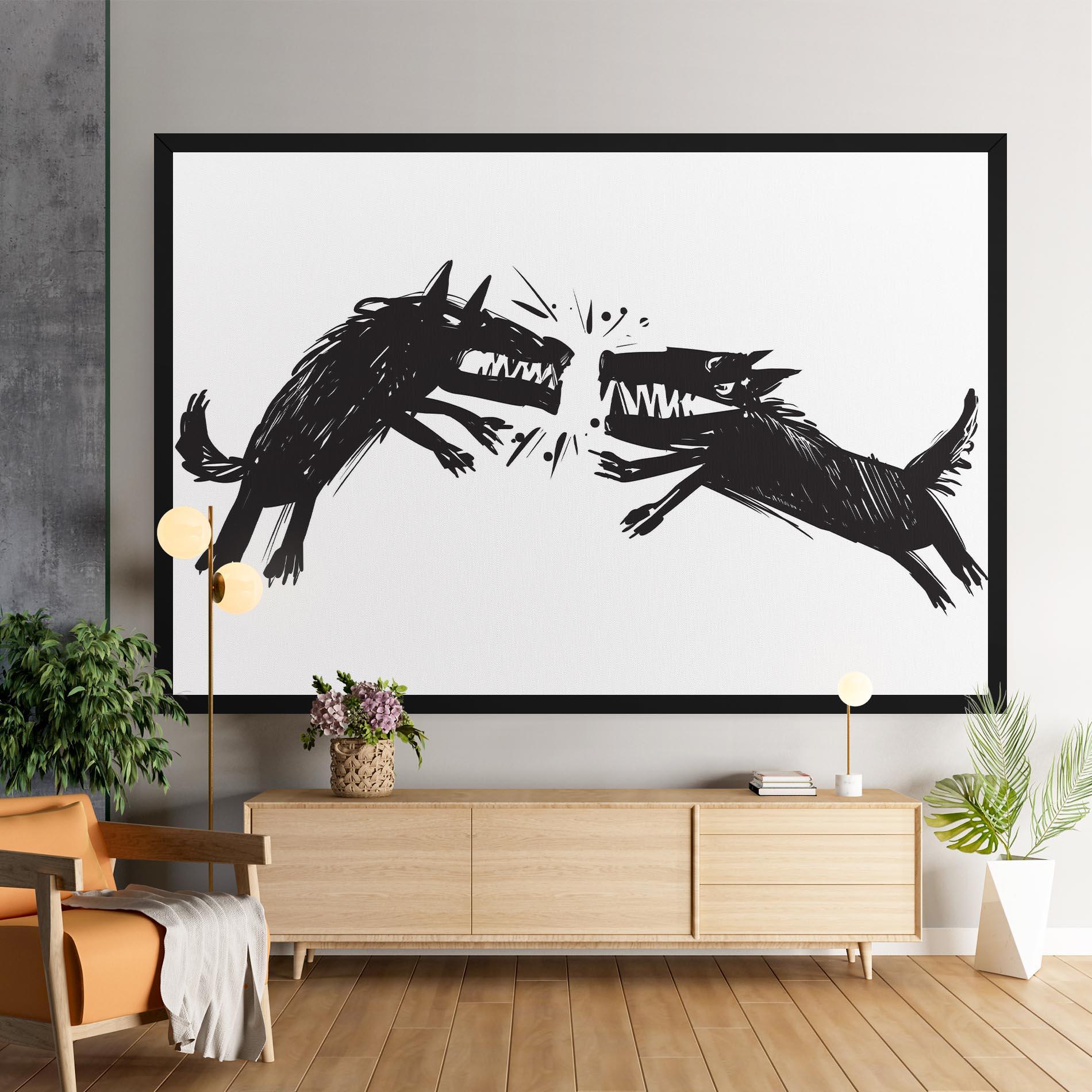 Картина на платно Black Wolves mockup 9