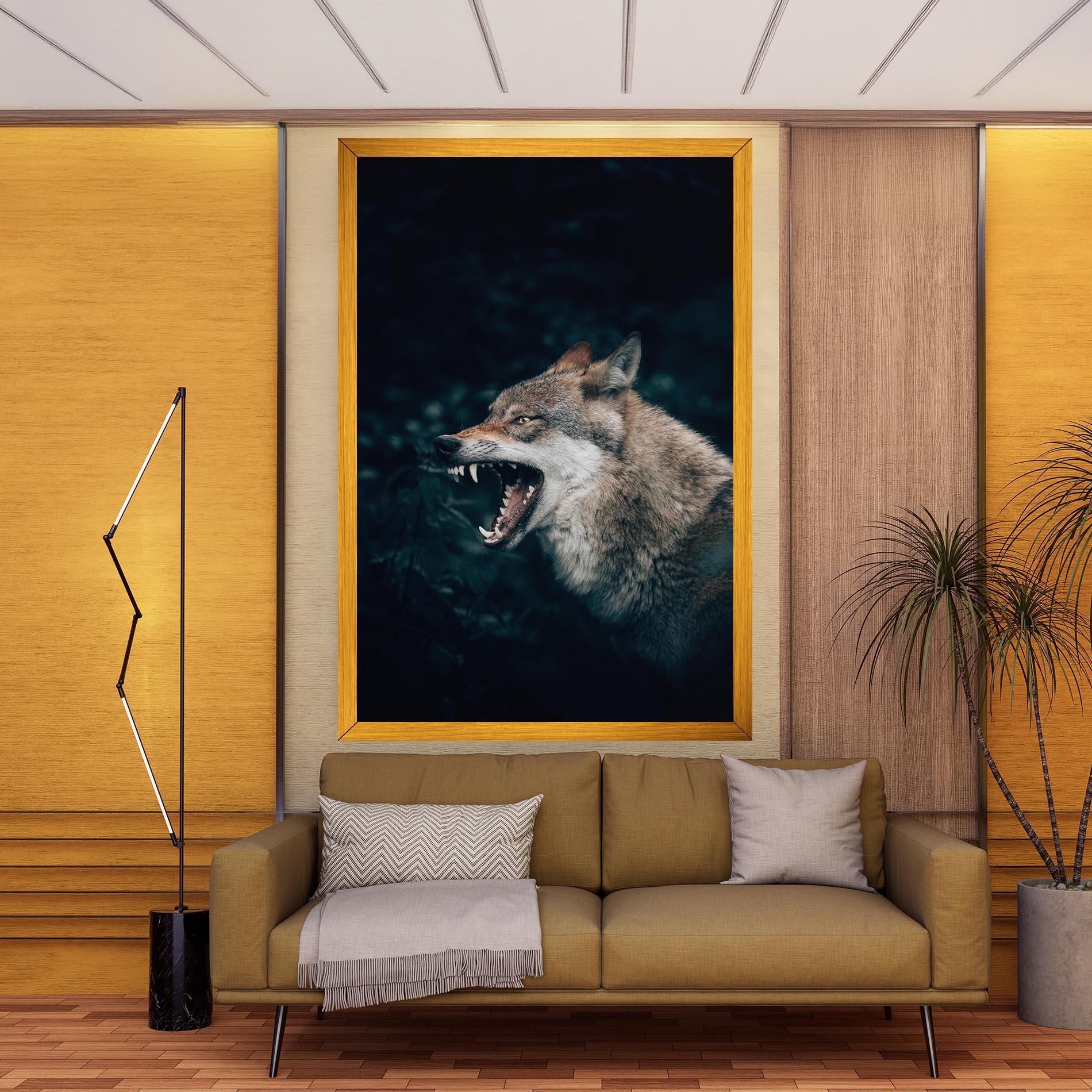 Картина на платно Angry Wolf In The Forest mockup 9