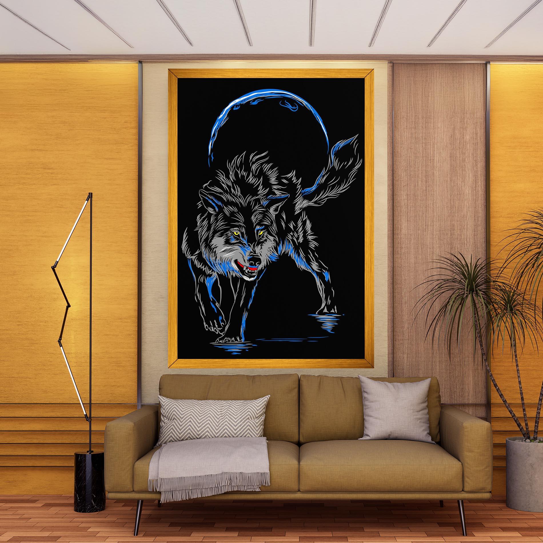 Картина на платно Grey Blue Wolf mockup 9