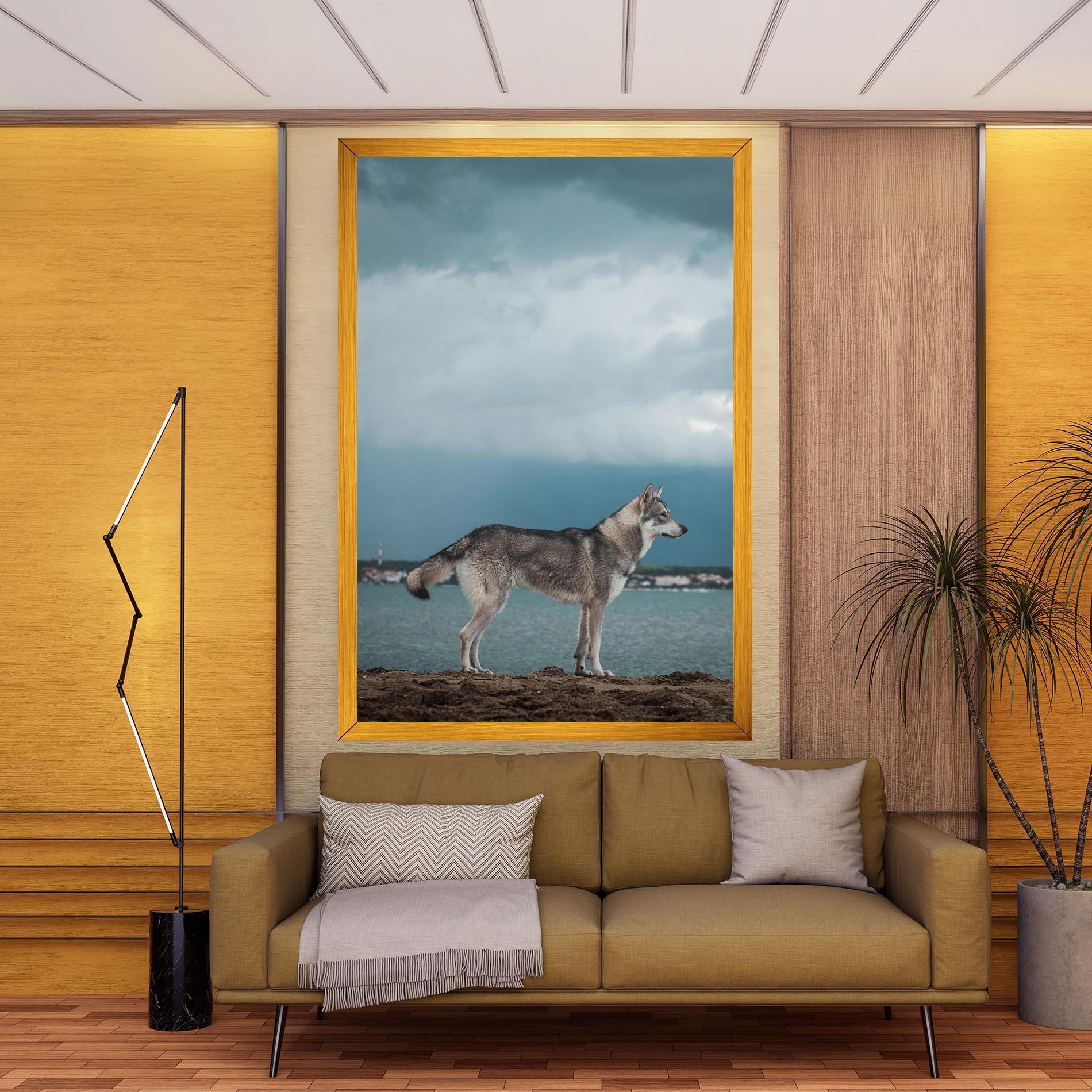 Картина на платно Grey Wolf Looking mockup 9