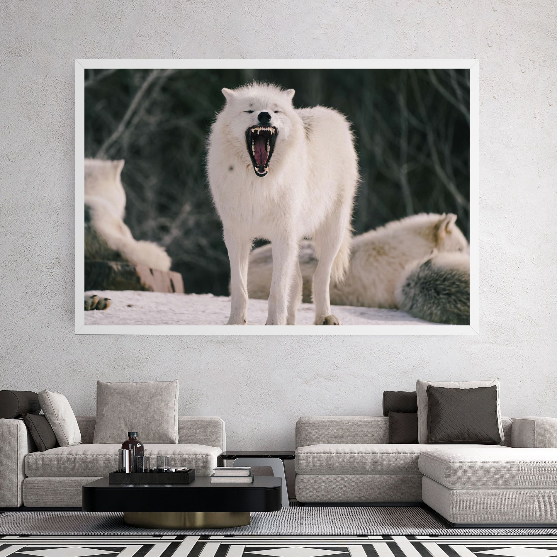Laughing White Wolf mockup 2