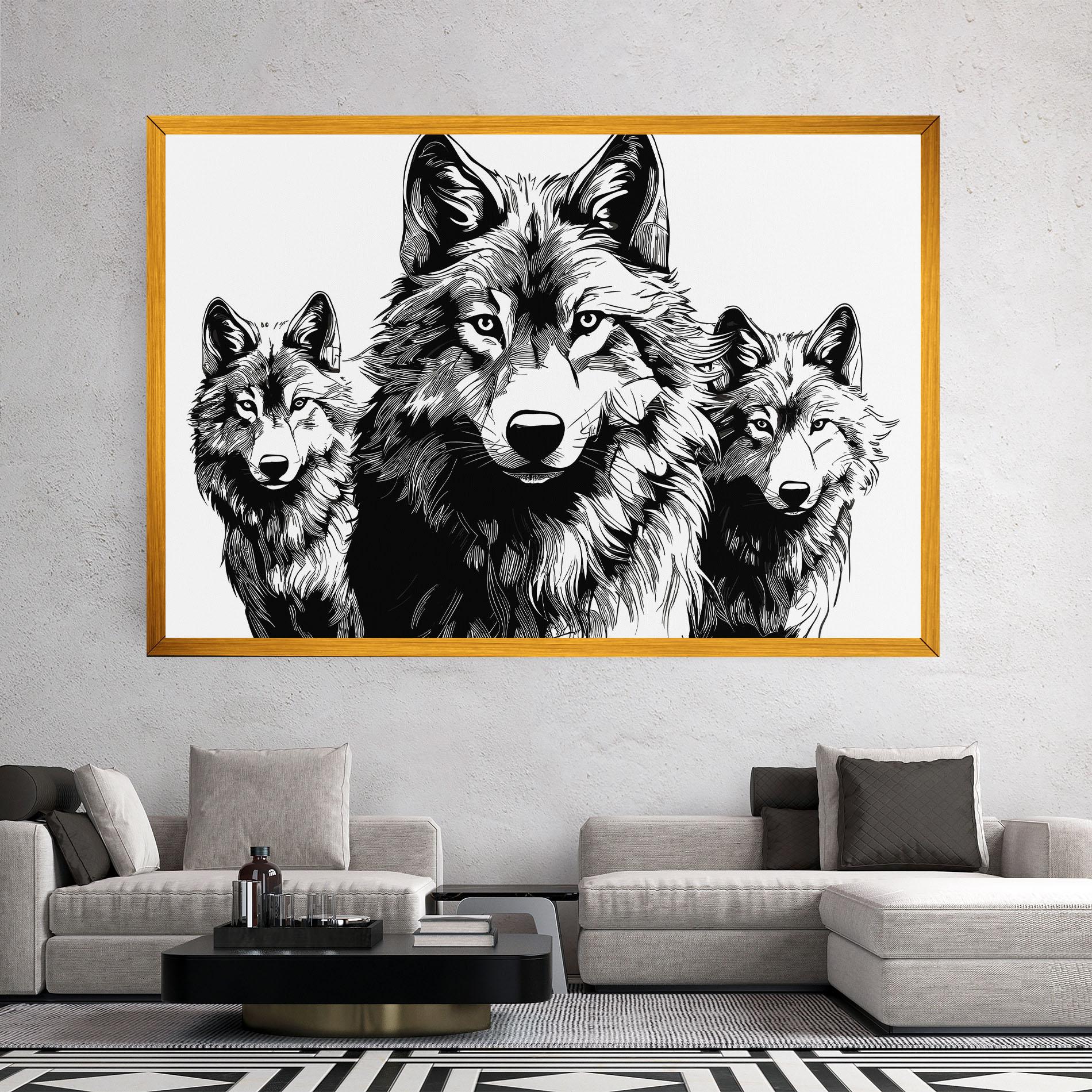 Картина на платно 3 Wolves mockup 2
