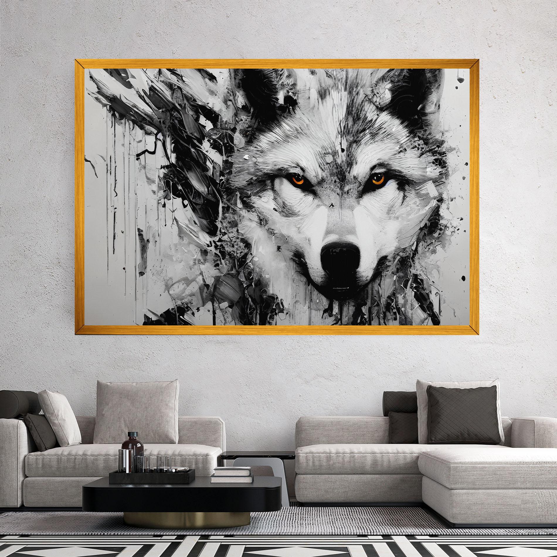 Картина на платно Grey Wolf Portrait mockup 2