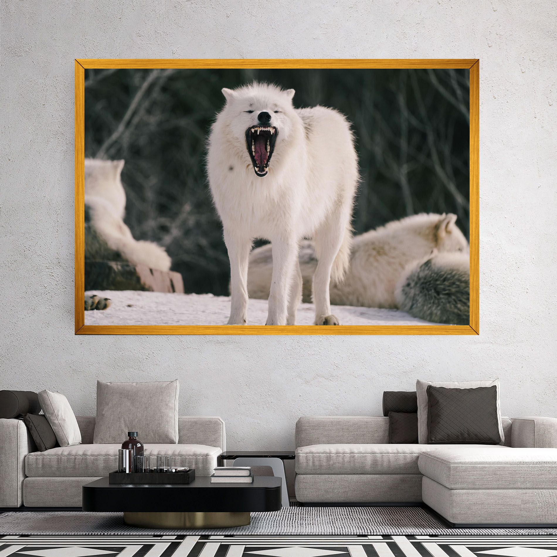 Laughing White Wolf mockup 2