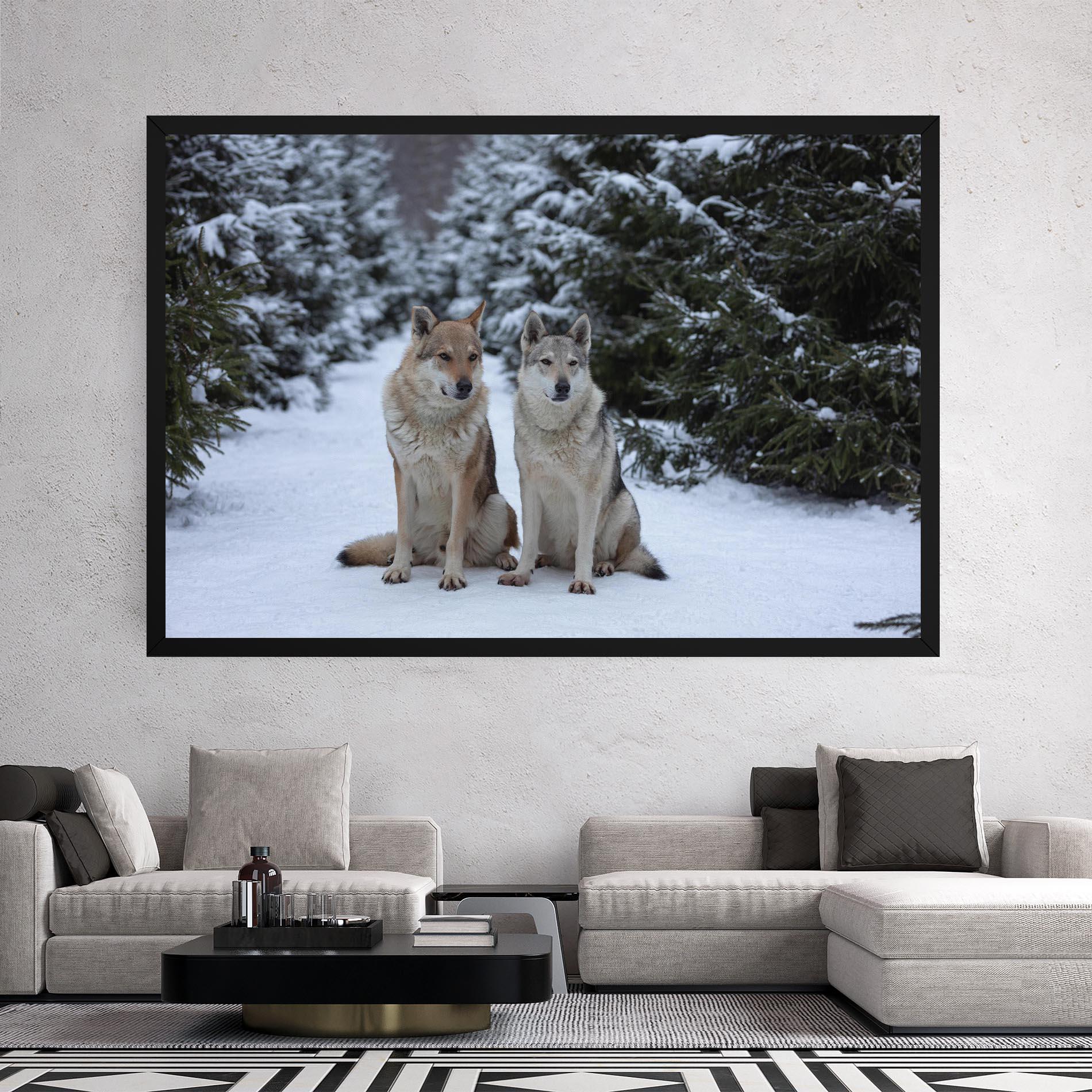 Картина на платно 2 Wolfs Sitting mockup 2