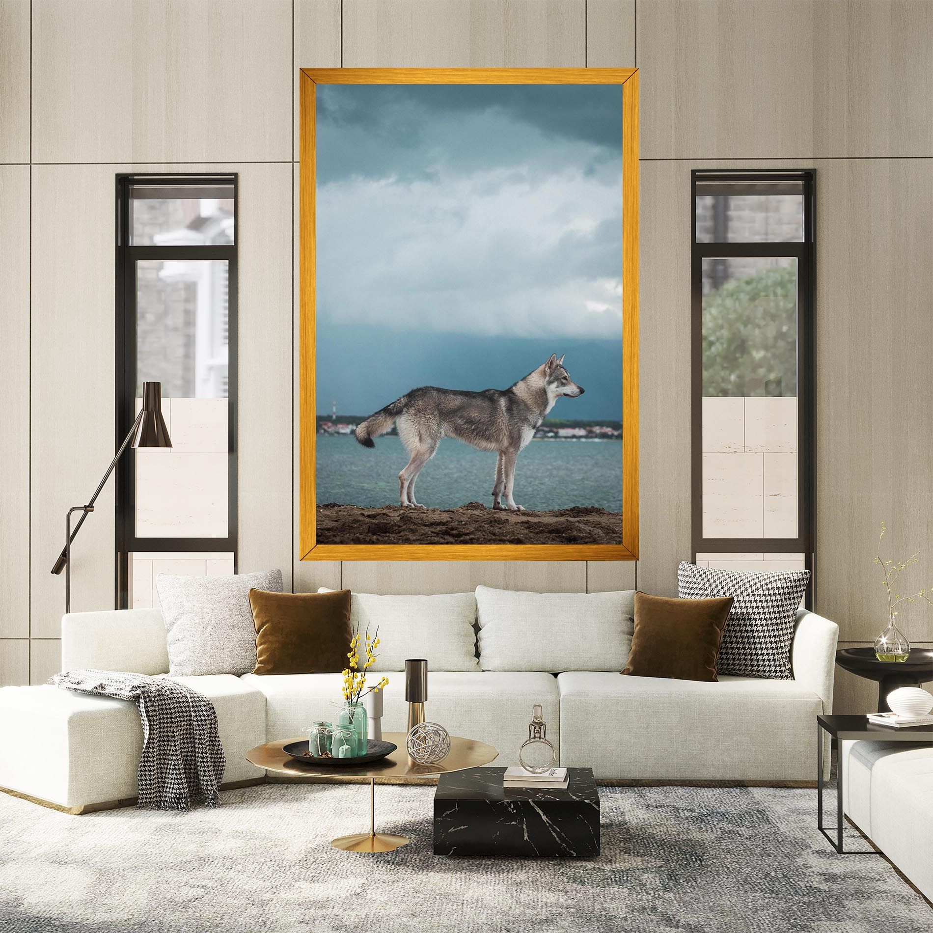 Grey Wolf Looking mockup 2