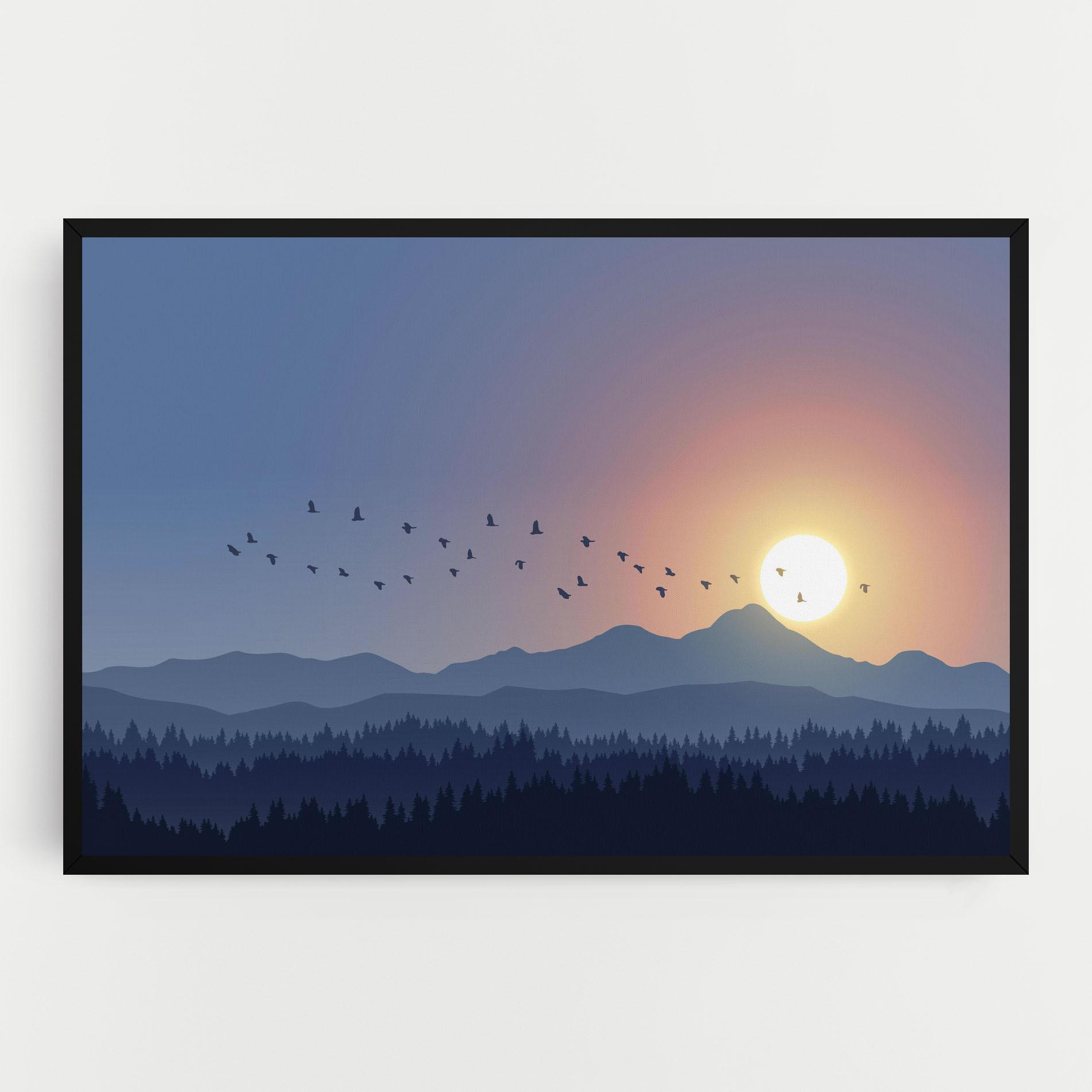 Картина на платно Sunset Birds View mockup 0