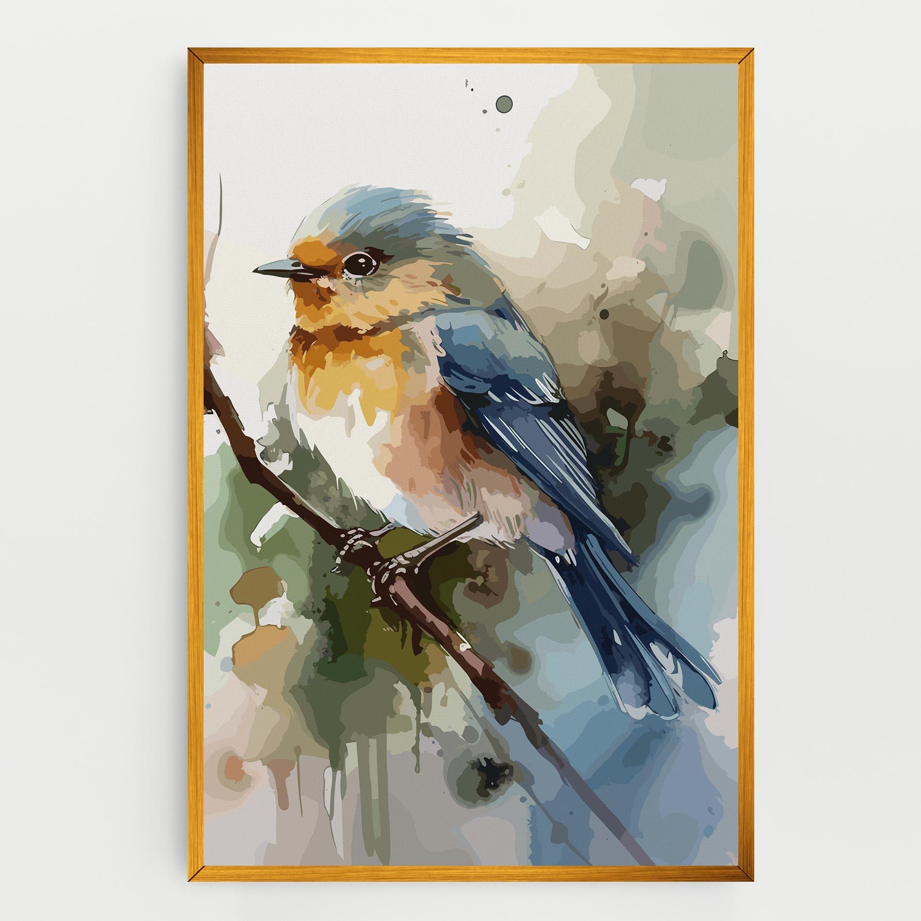 Картина на платно Blue Pretty Bird mockup 0