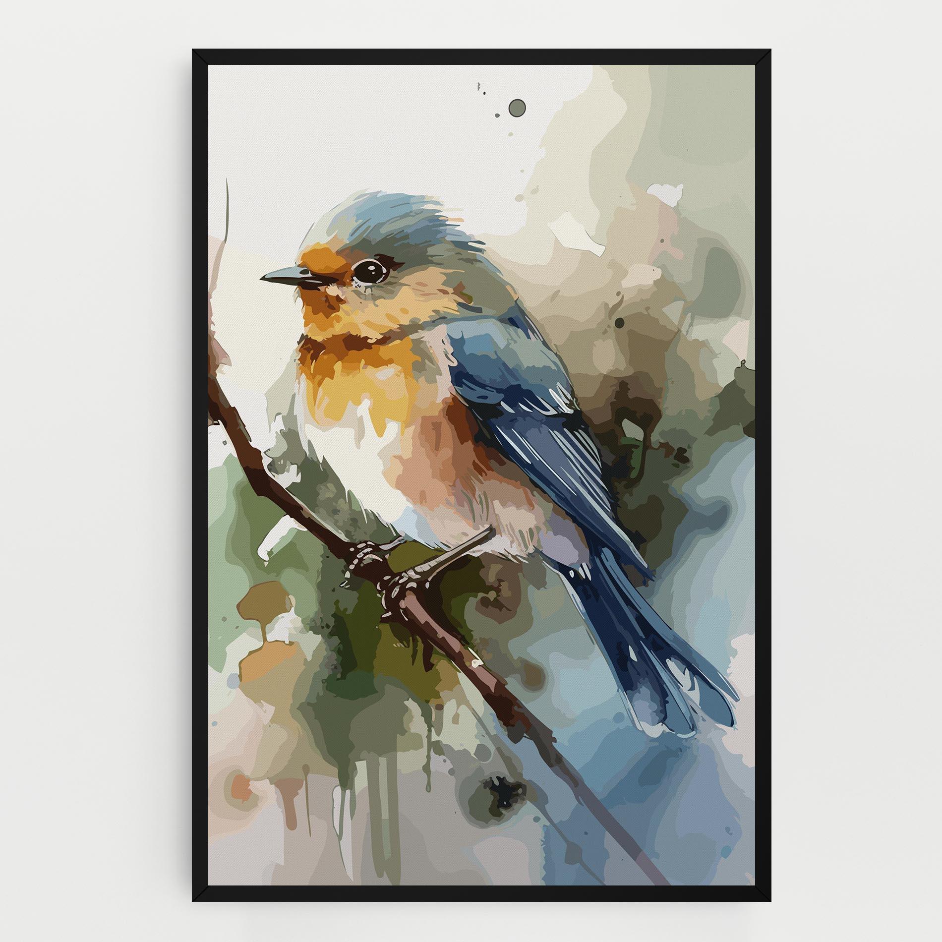 Картина на платно Blue Pretty Bird mockup 0