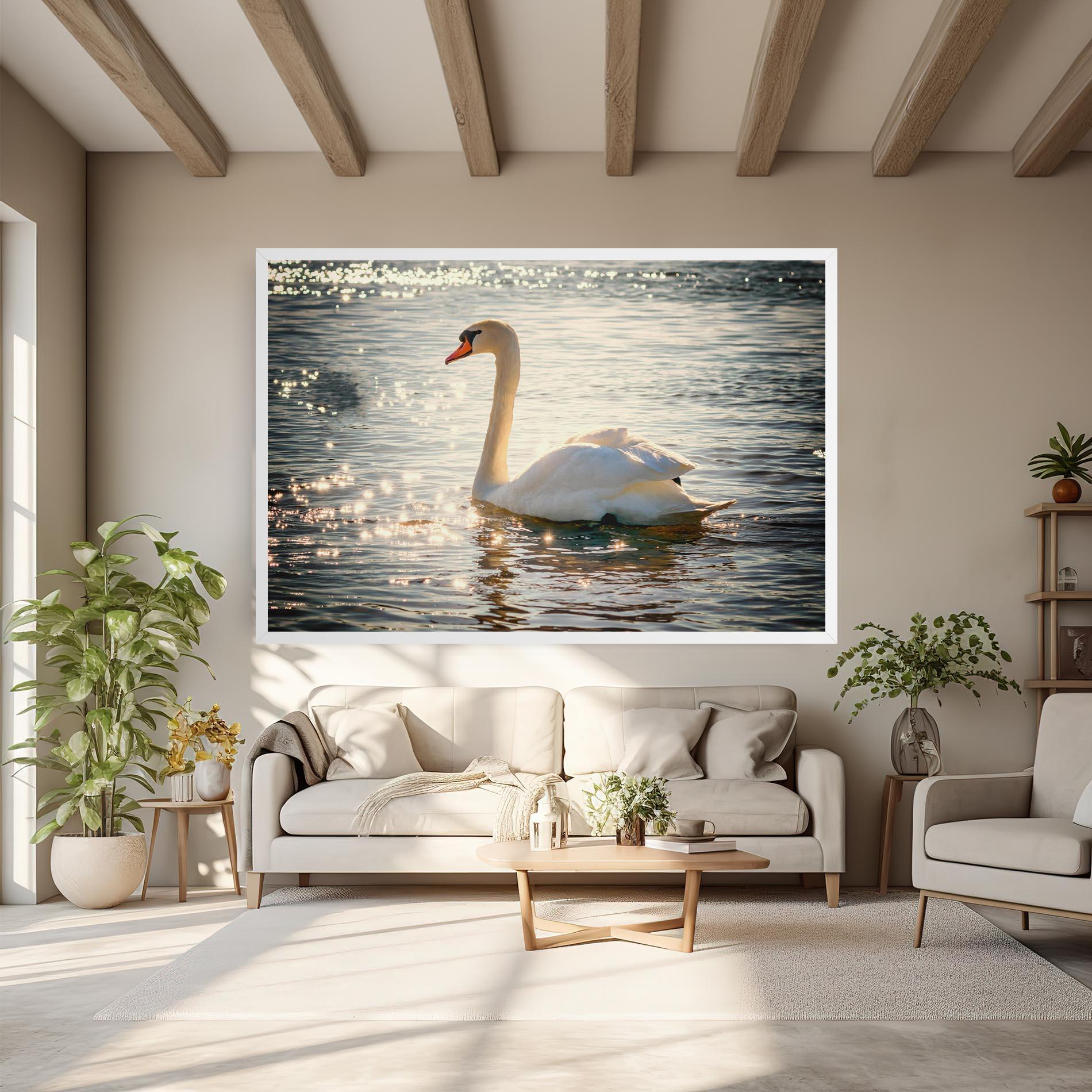 Картина на платно Swan On Lake mockup 6