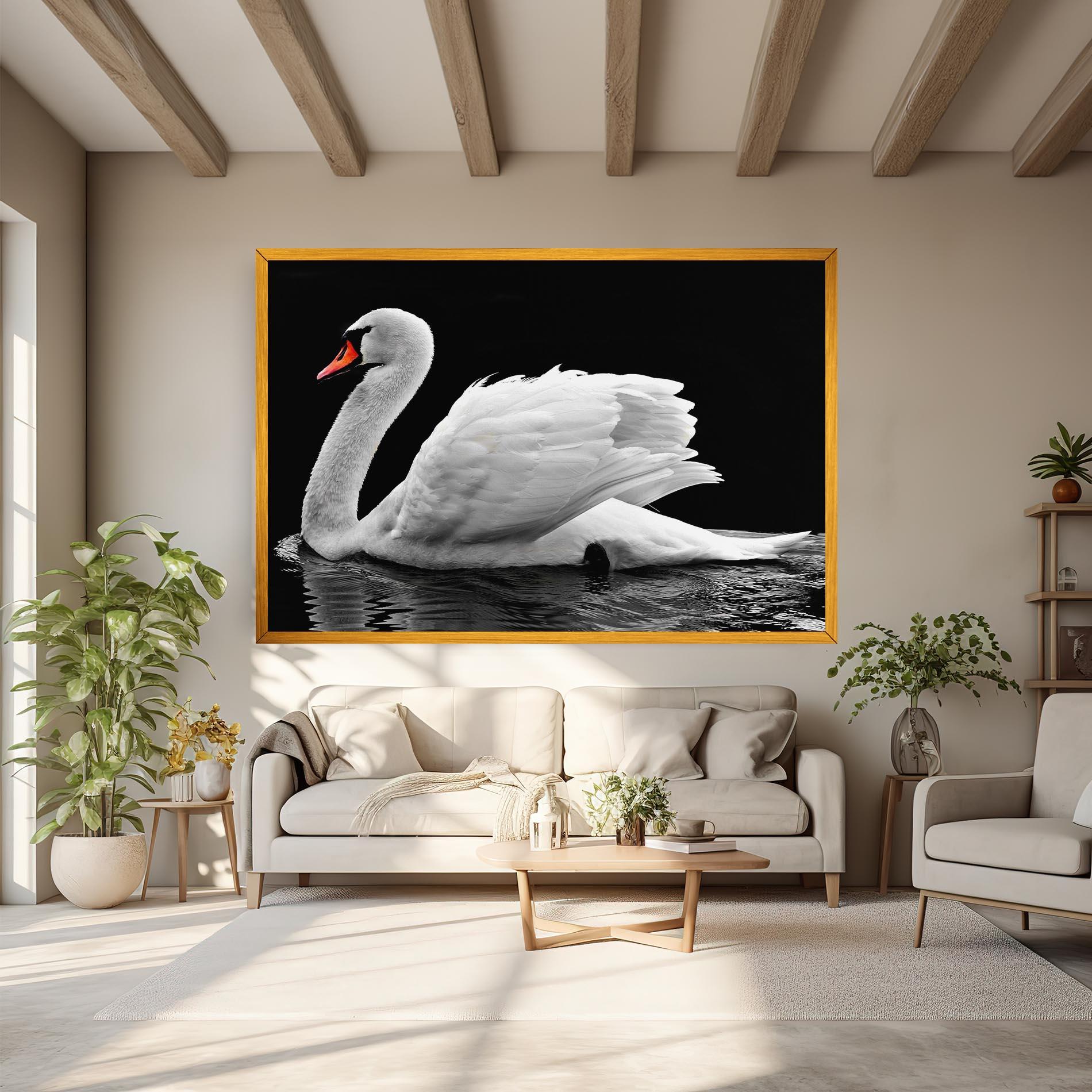 Картина на платно Black And White Swan mockup 6