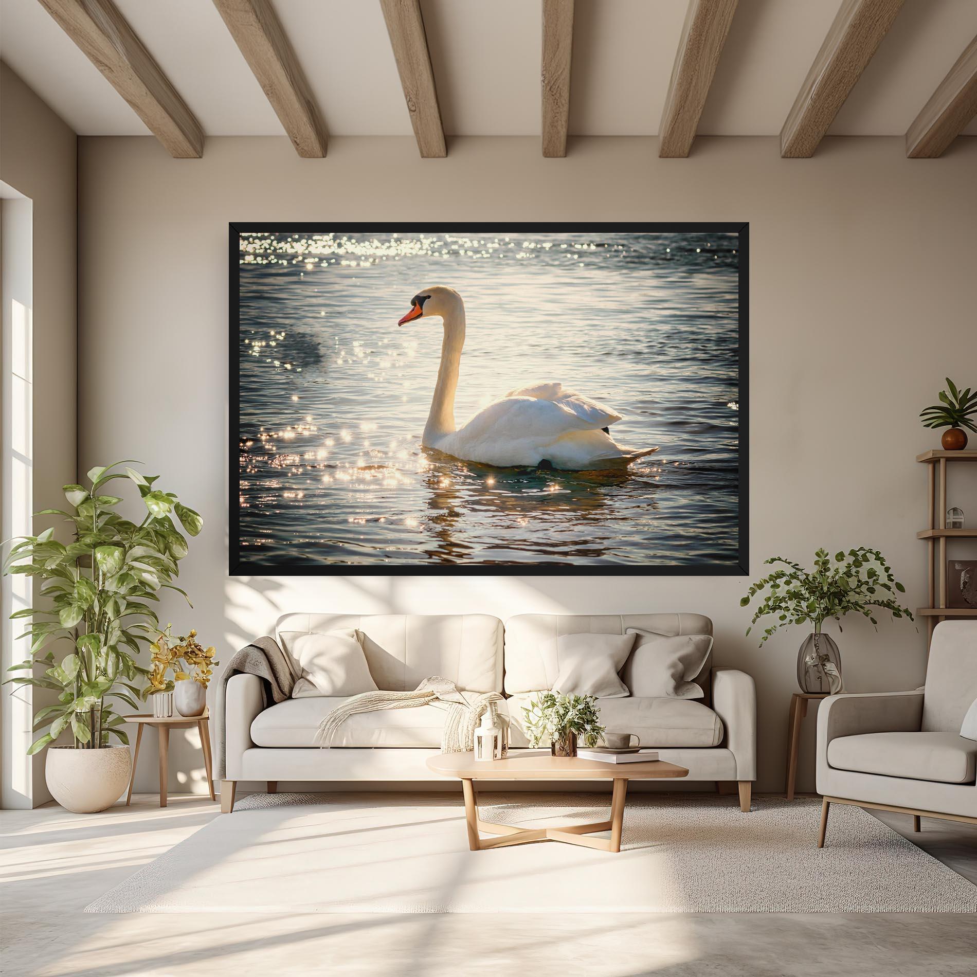 Картина на платно Swan On Lake mockup 6