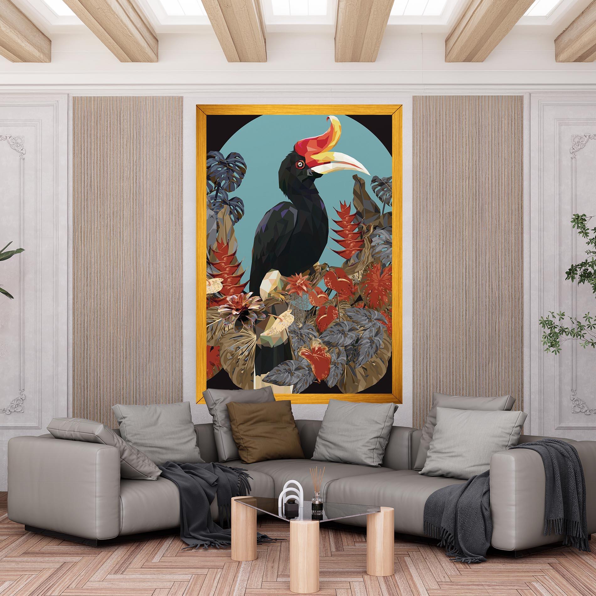 Картина на платно Black Interesting Bird mockup 6