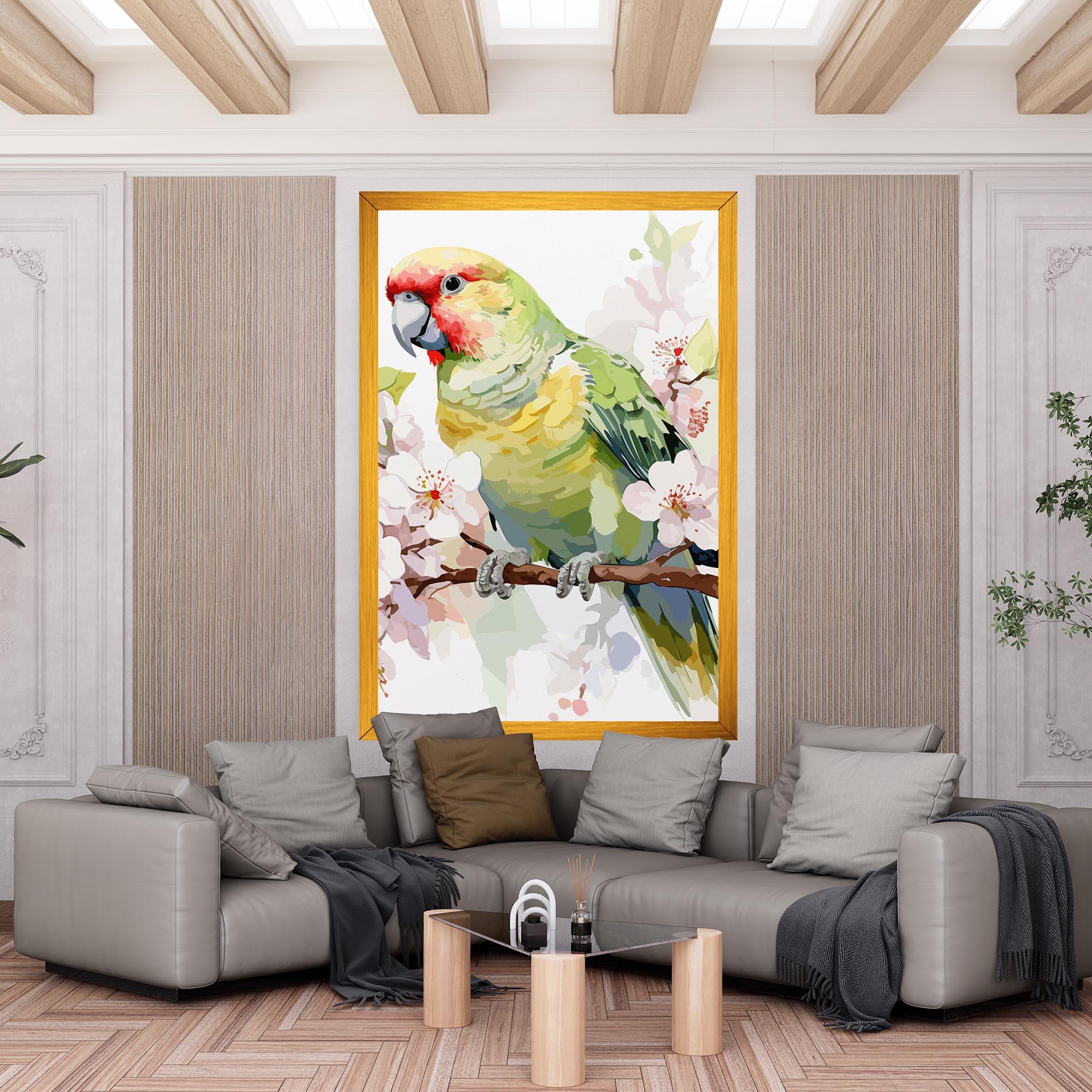 Картина на платно Cute Green Parrot mockup 6