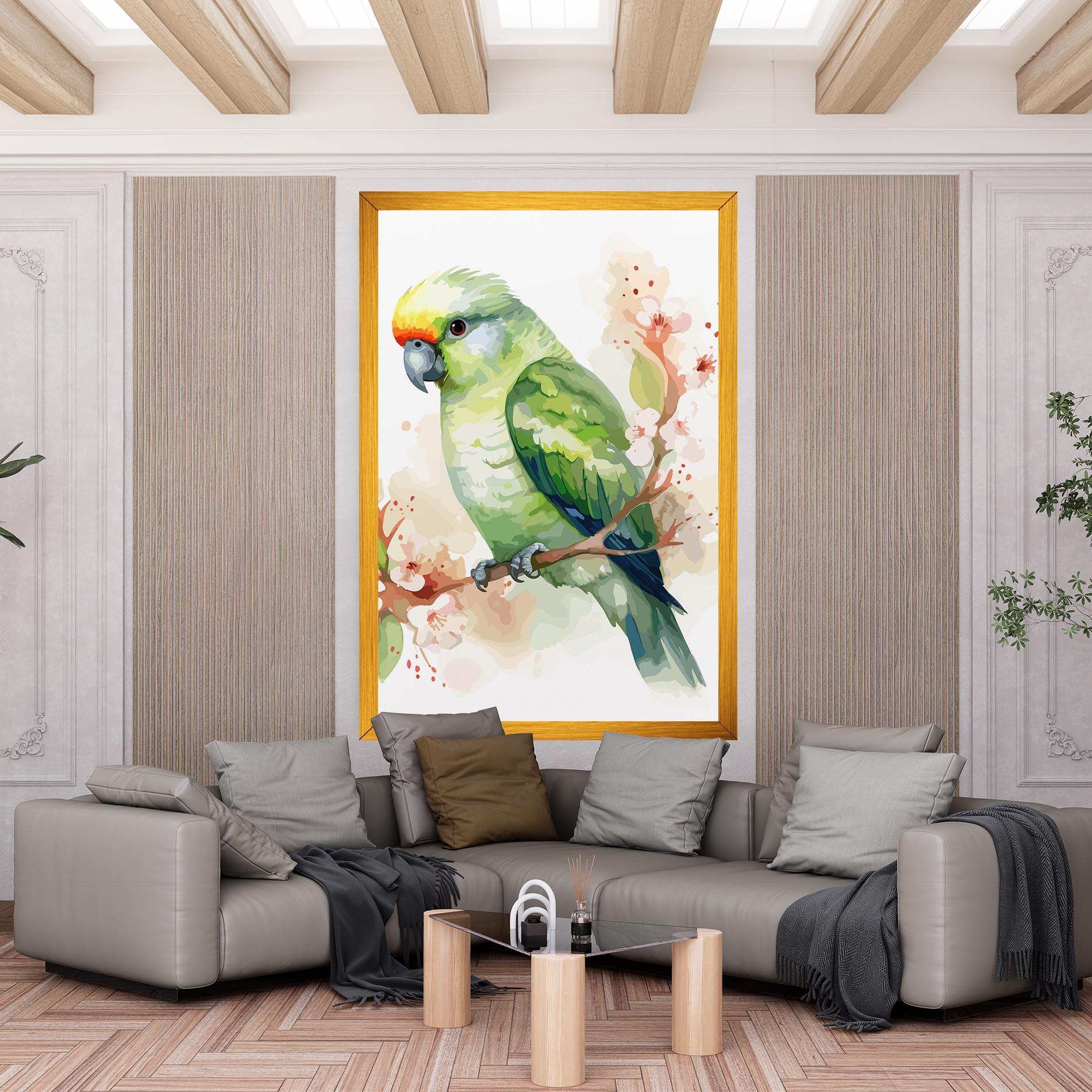 Картина на платно Pretty Green Parrot mockup 6
