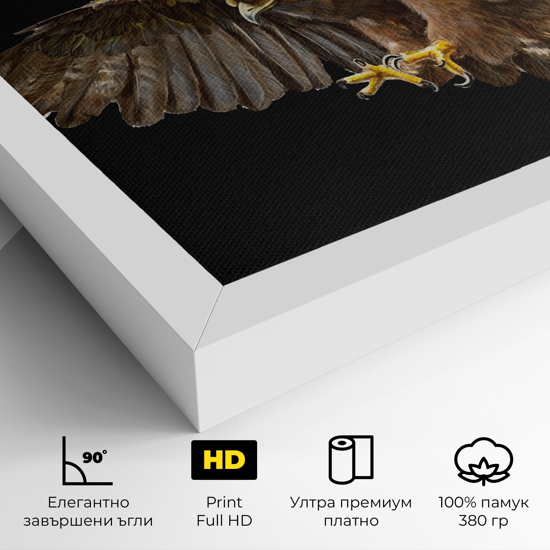 Картина на платно Eagle On Black mockup 4