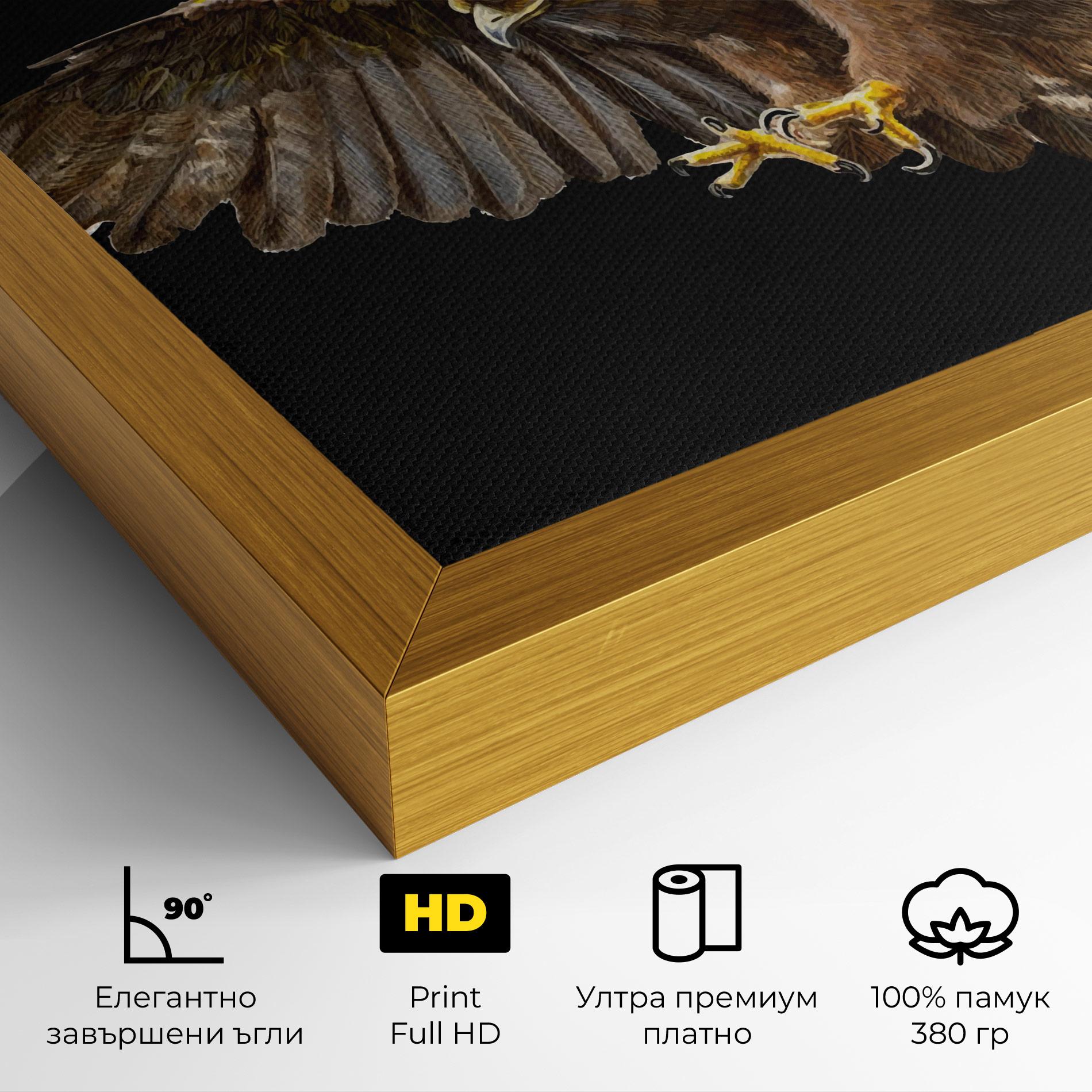 Картина на платно Eagle On Black mockup 4