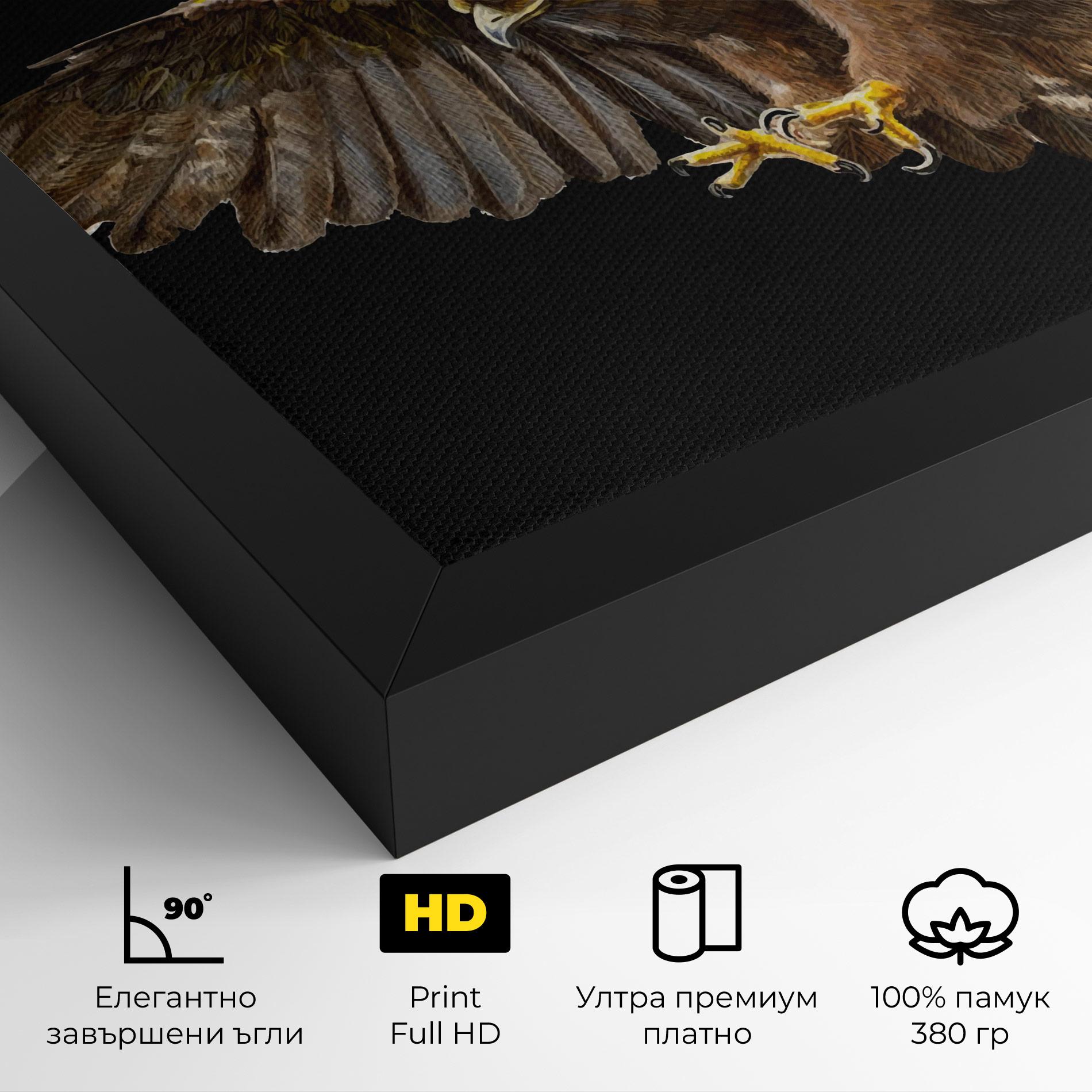 Картина на платно Eagle On Black mockup 4
