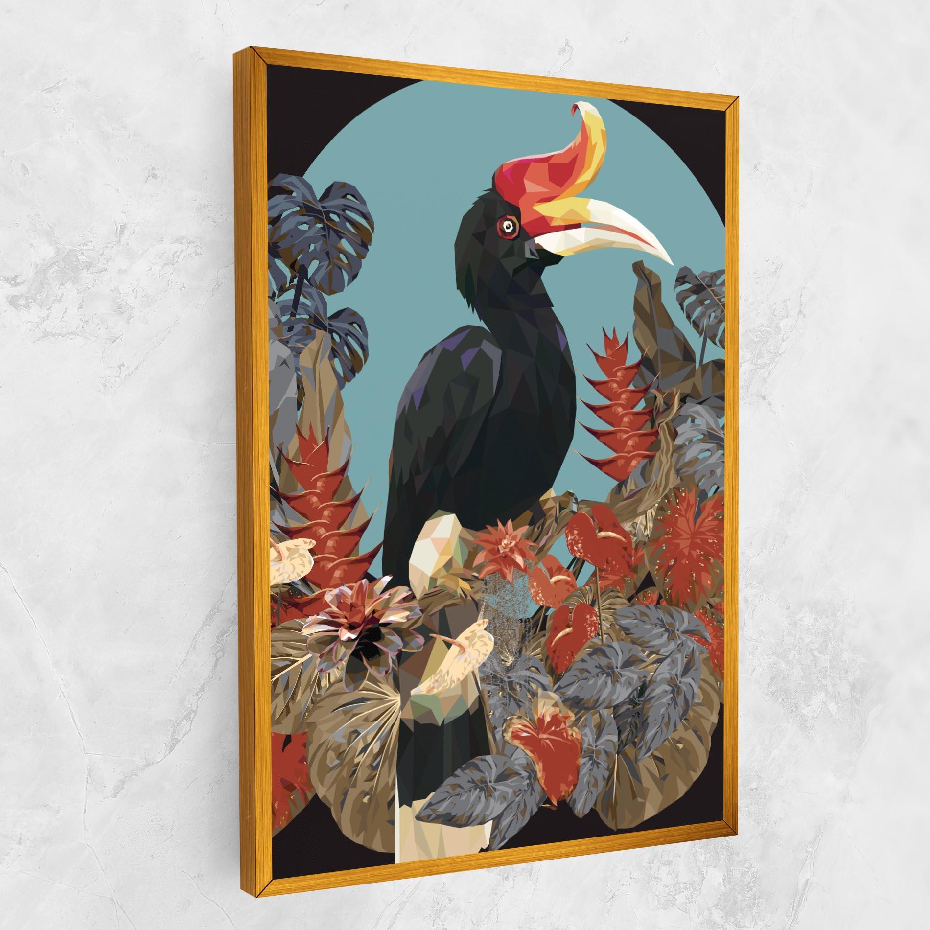 Картина на платно Black Interesting Bird mockup 1