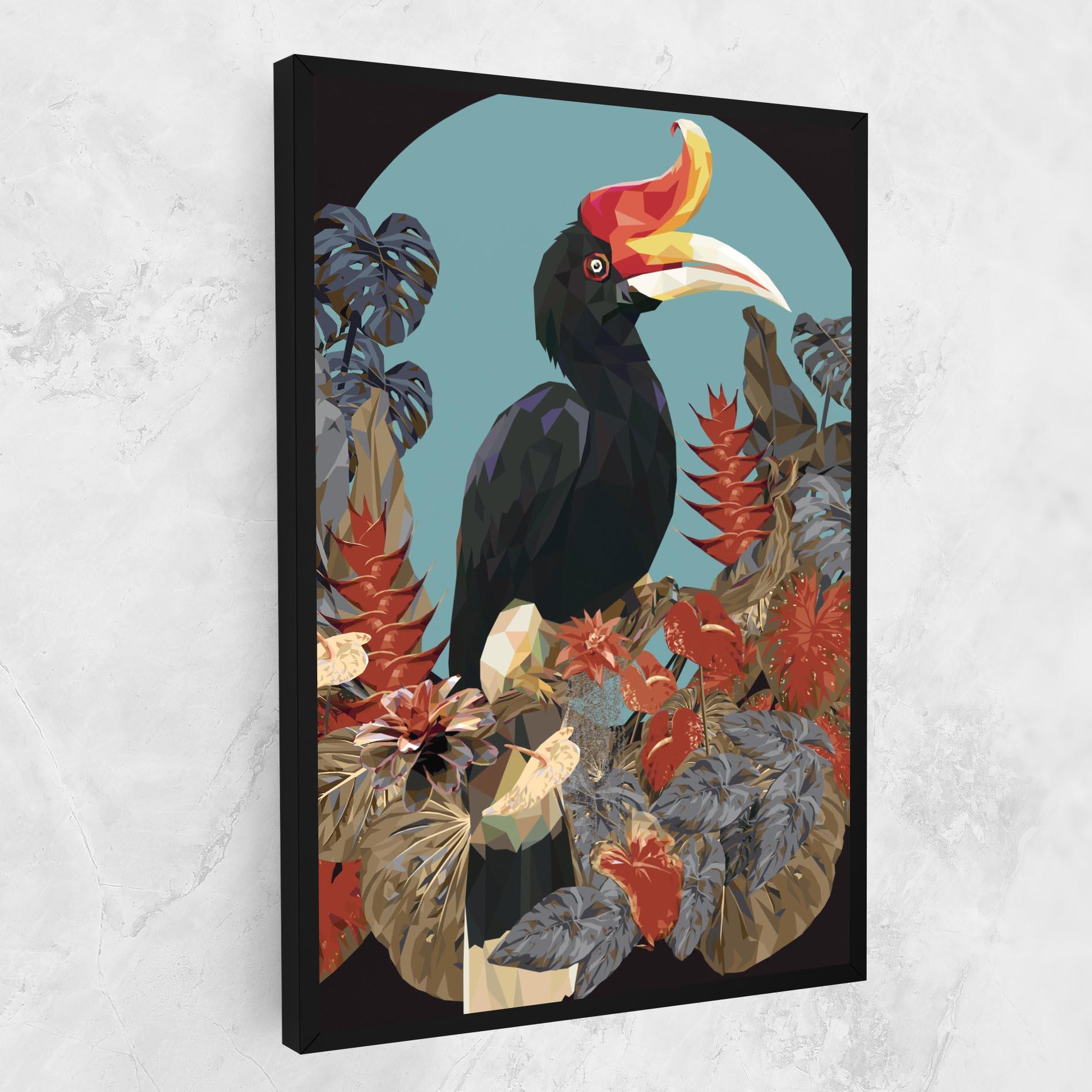 Картина на платно Black Interesting Bird mockup 1