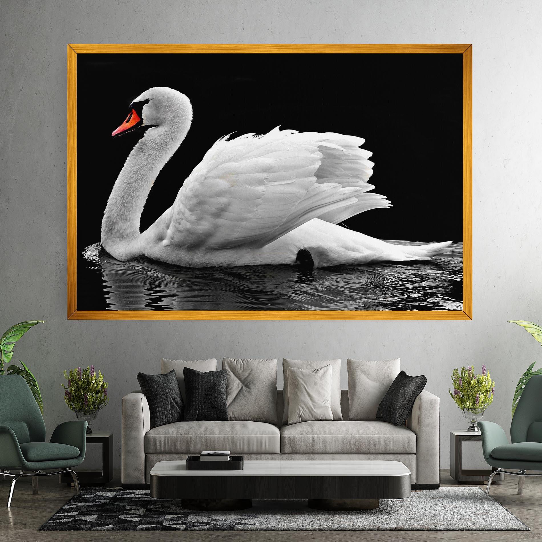 Картина на платно Black And White Swan mockup 7