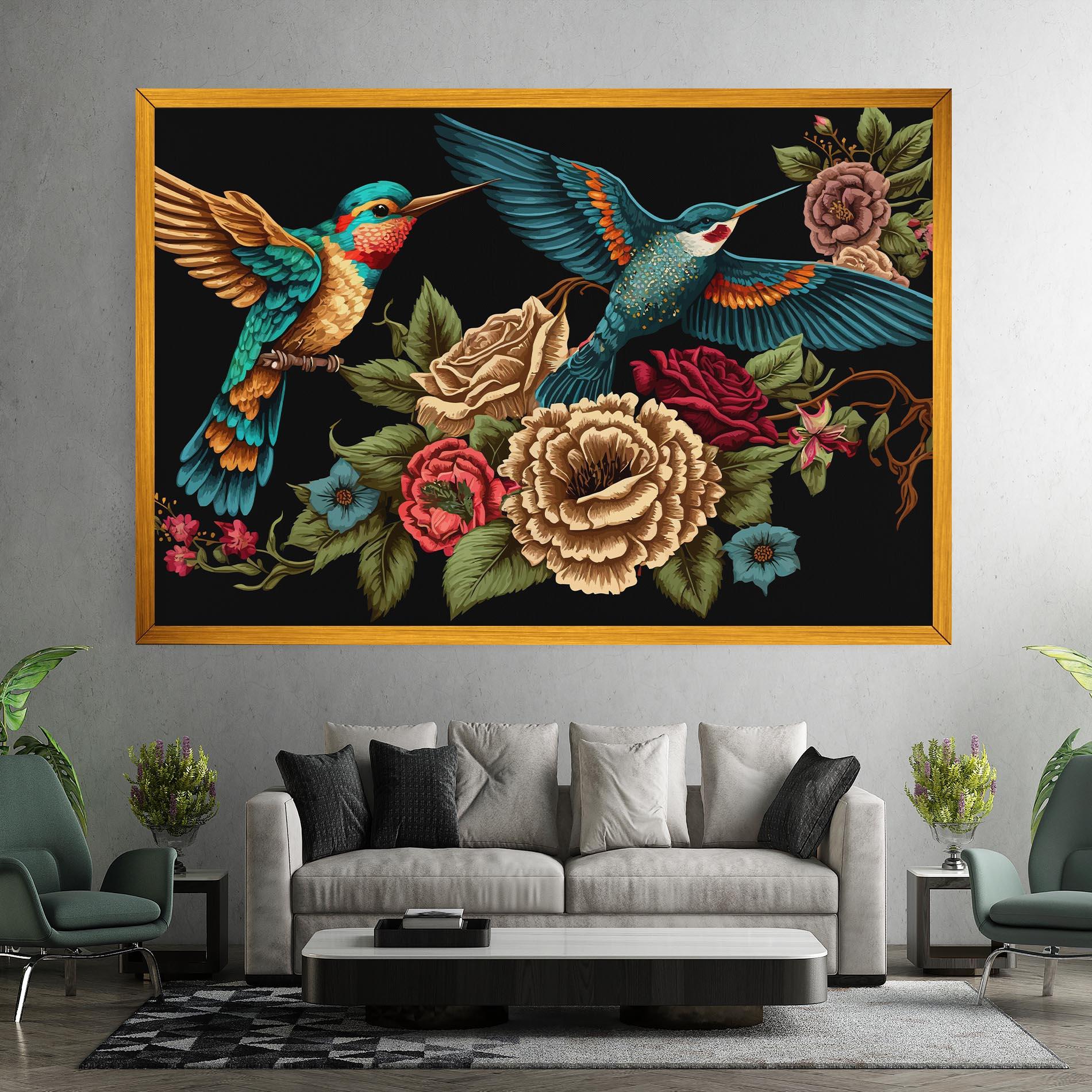 Картина на платно Blue Birds mockup 7