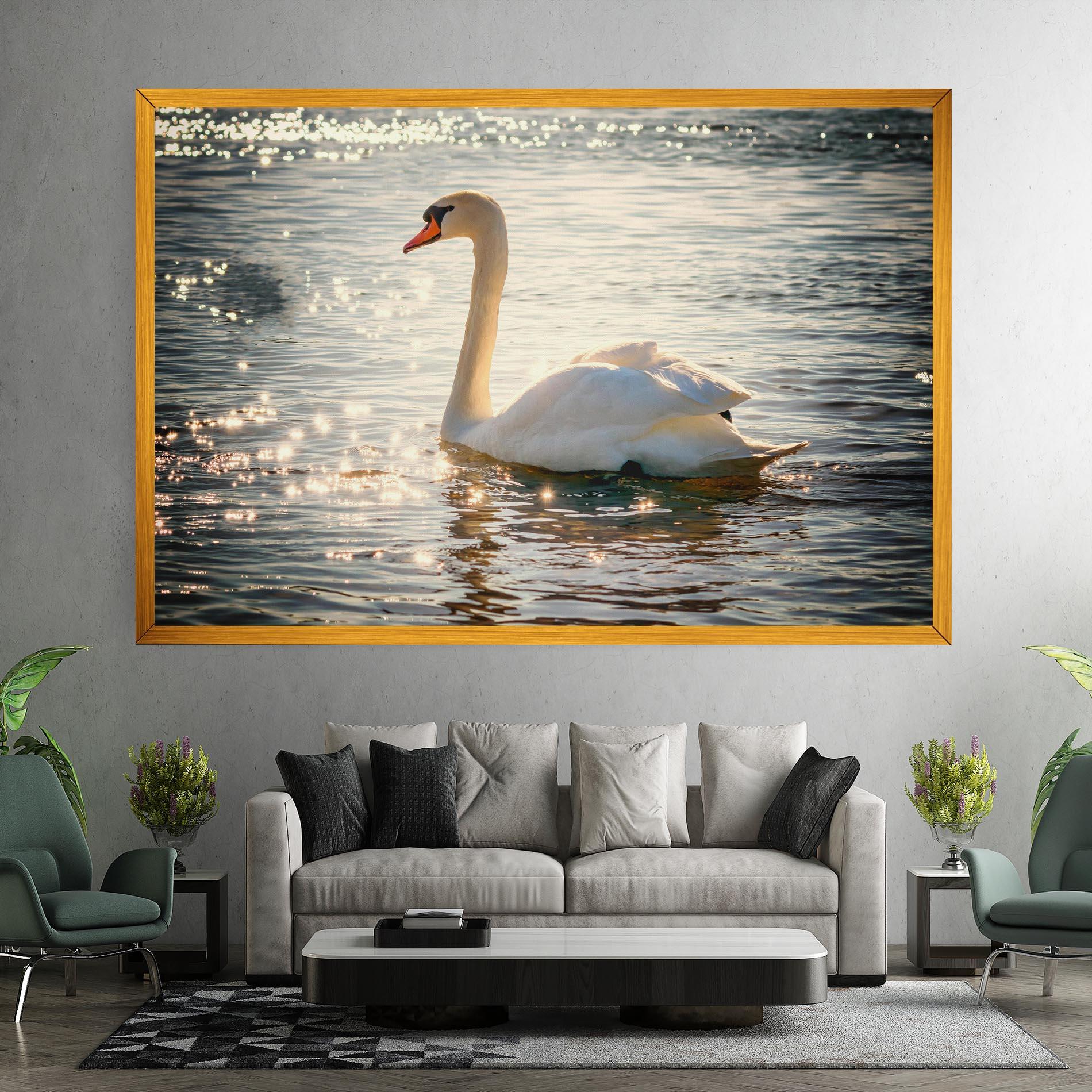 Картина на платно Swan On Lake mockup 7
