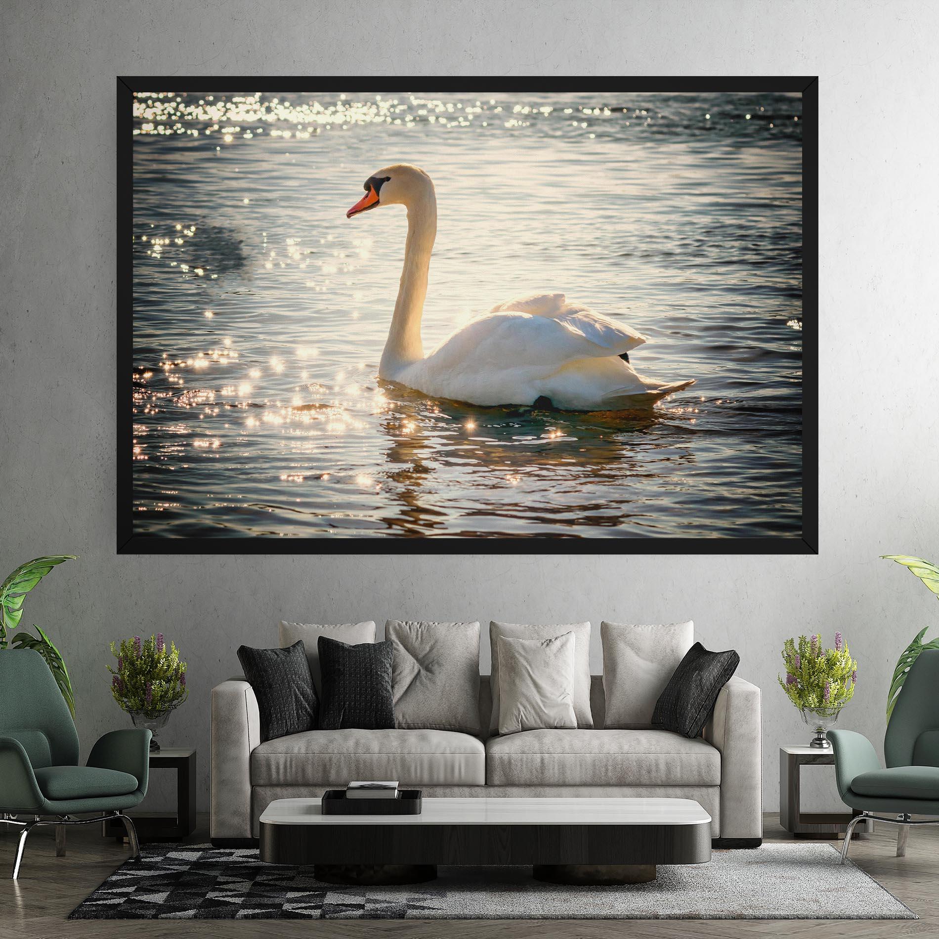 Картина на платно Swan On Lake mockup 7