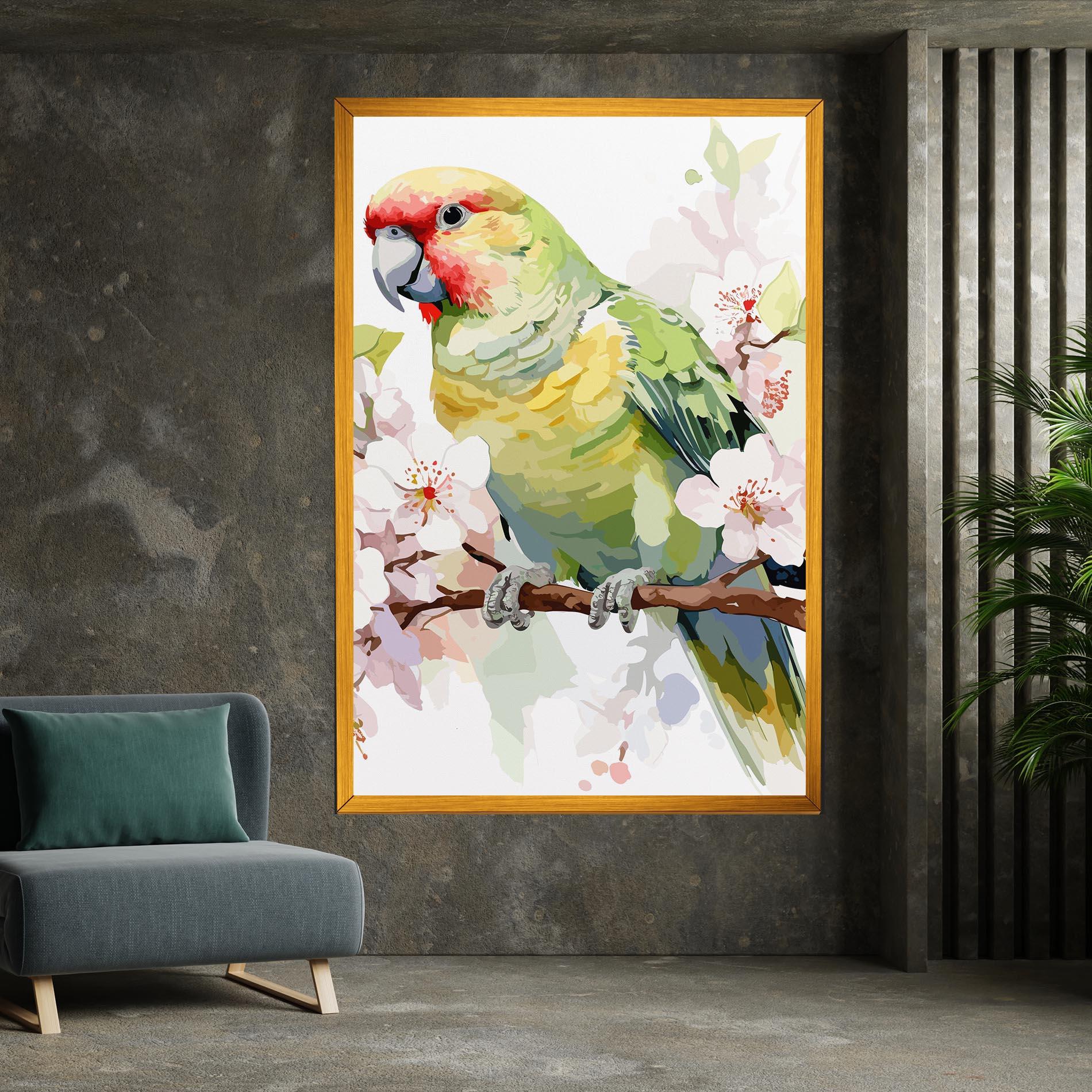 Картина на платно Cute Green Parrot mockup 7