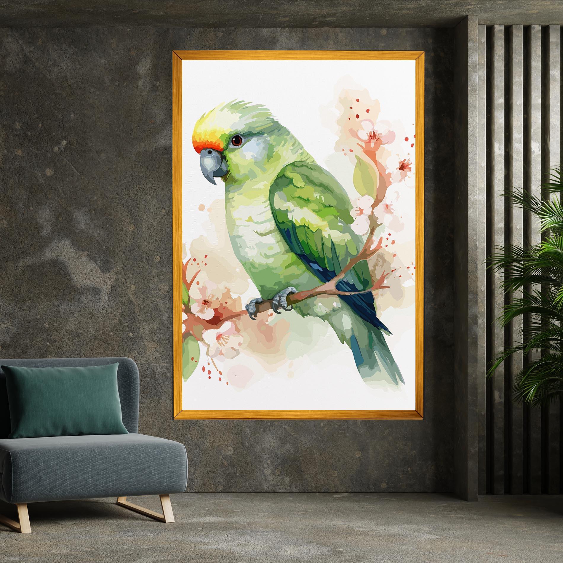 Картина на платно Pretty Green Parrot mockup 7