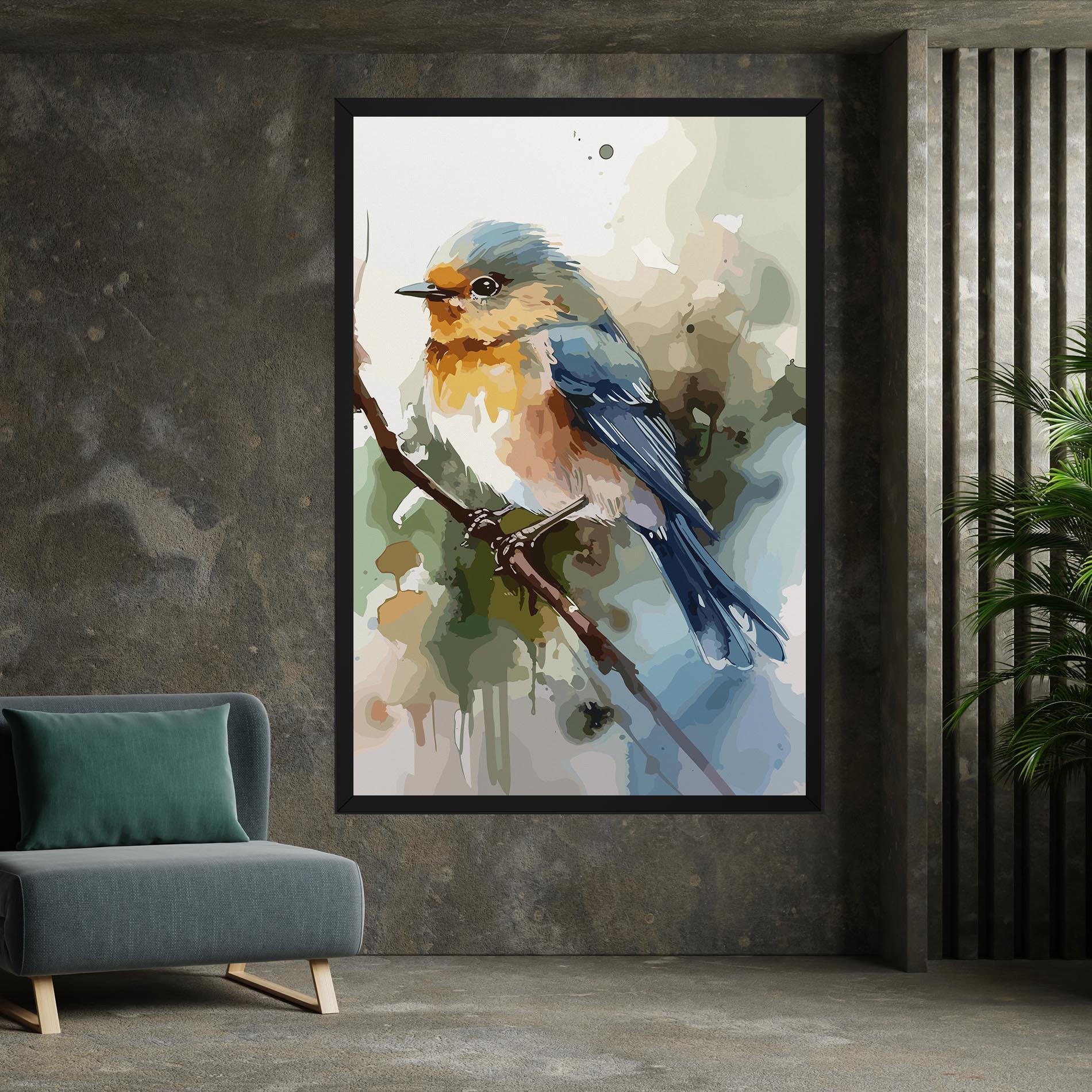 Картина на платно Blue Pretty Bird mockup 7